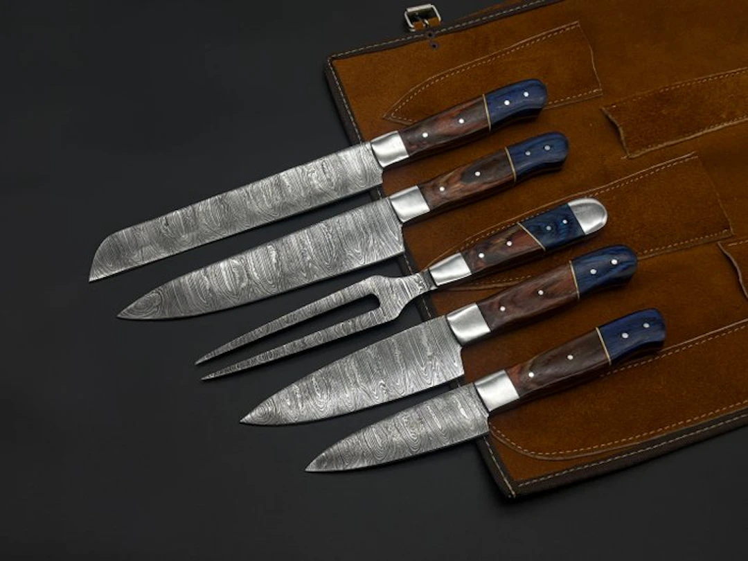 Japanese Style Kitchen Knife SET With Leather BAG...