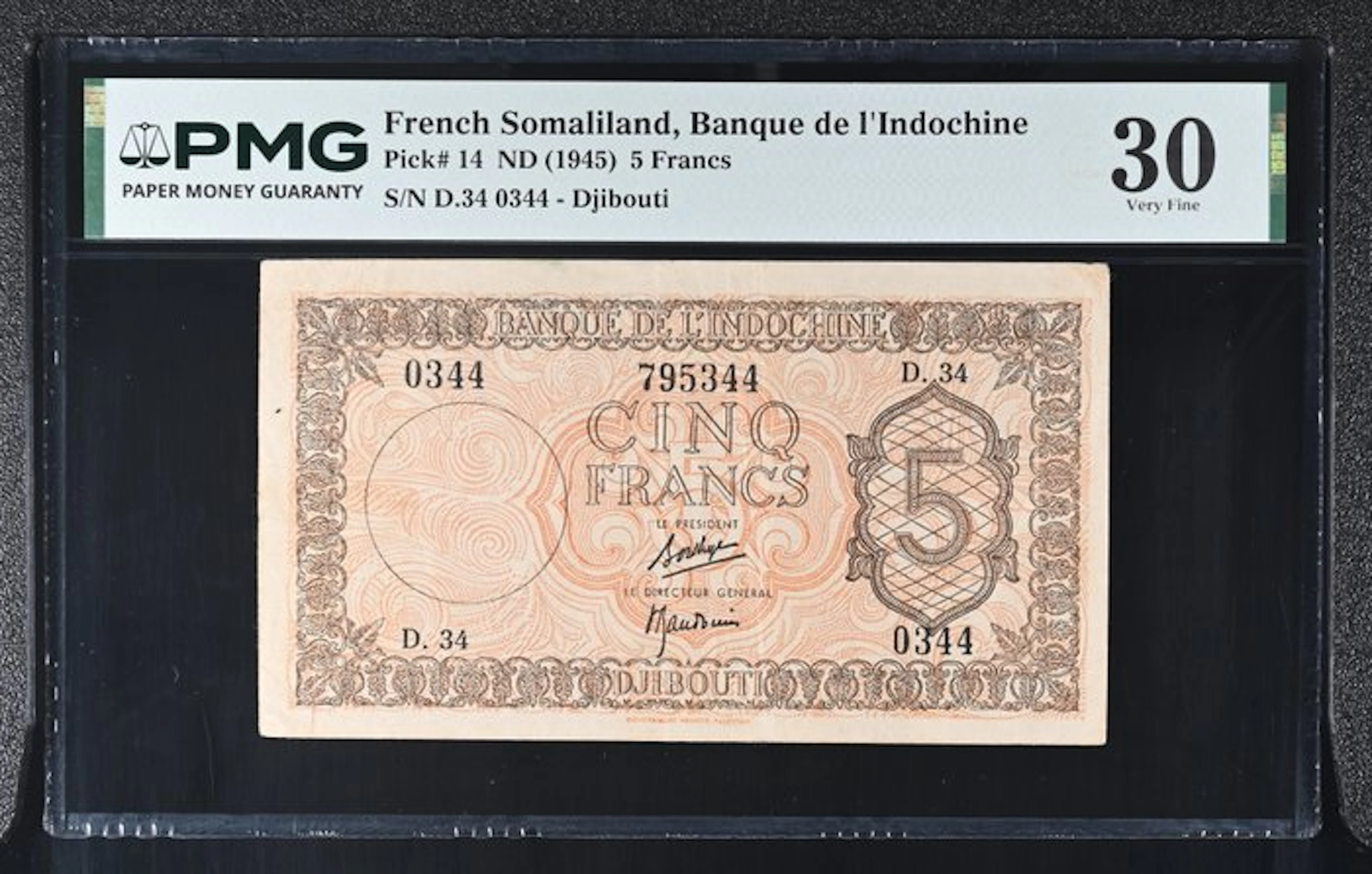 French Somaliland. - 5 Francs - ND (1945) - Pick 14