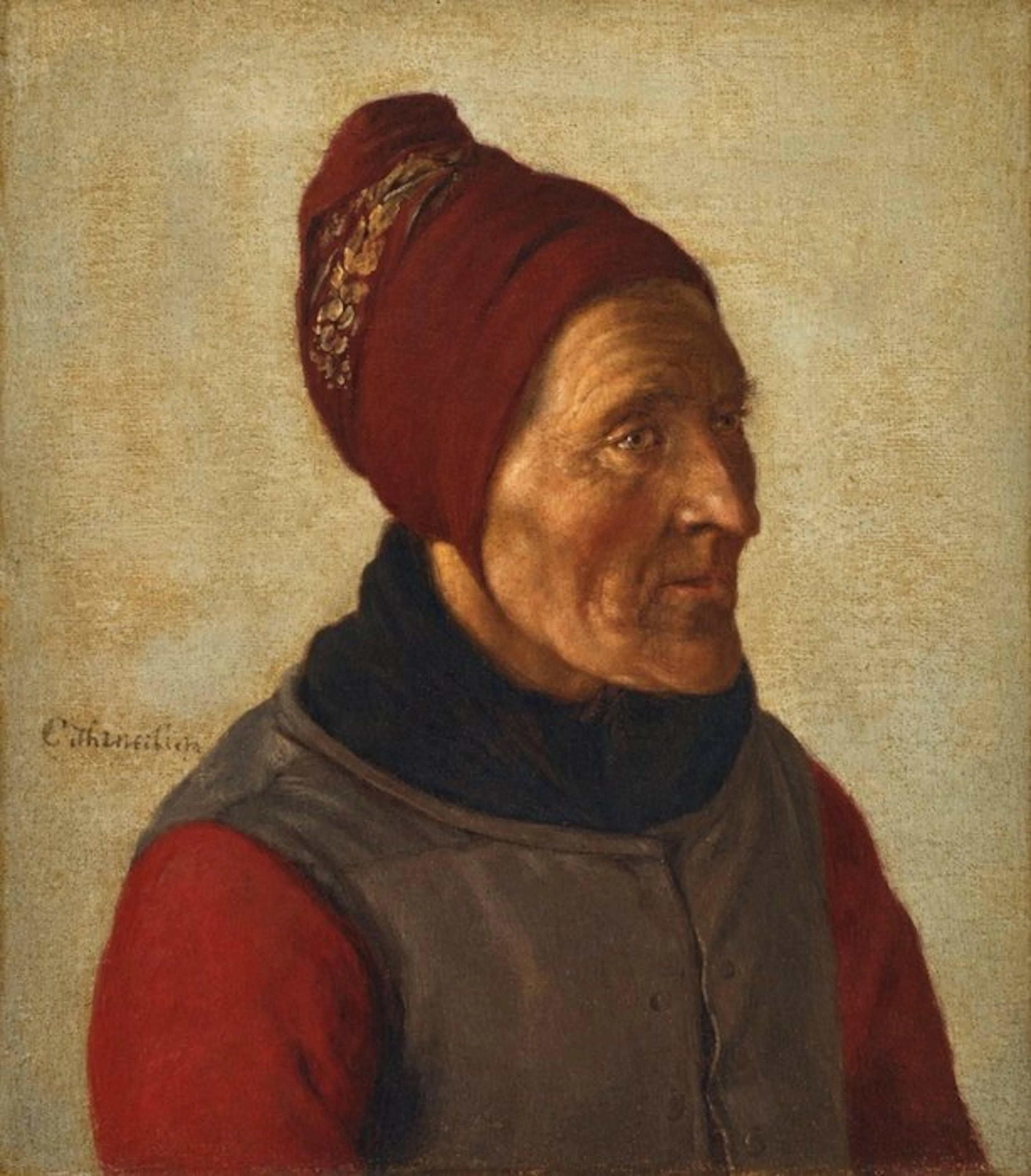 Christian Thørrestrup (1823–1892) - Portrait of an Elderly Danish Woman