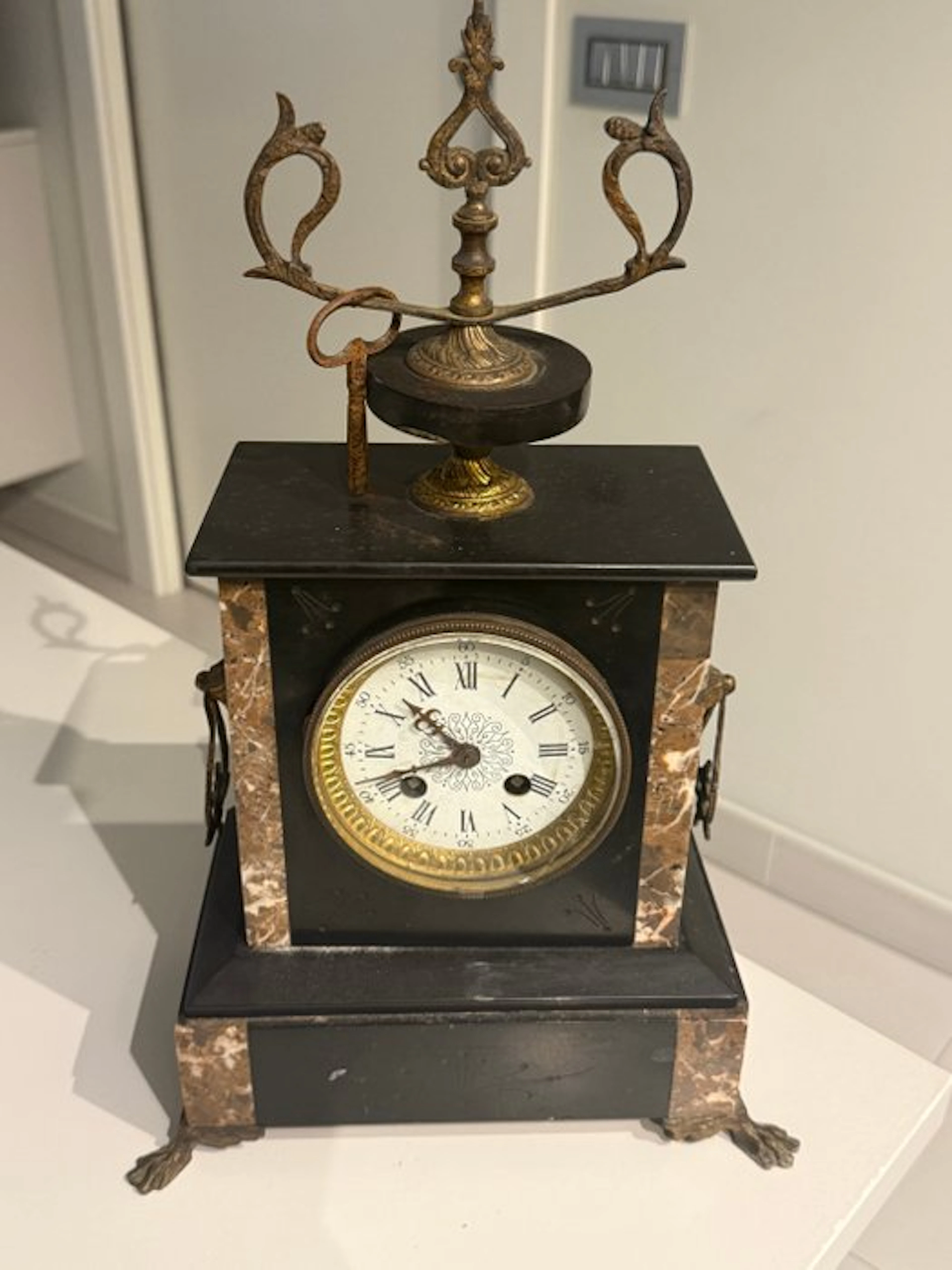 Pendulum clock - Marble, Brass - other