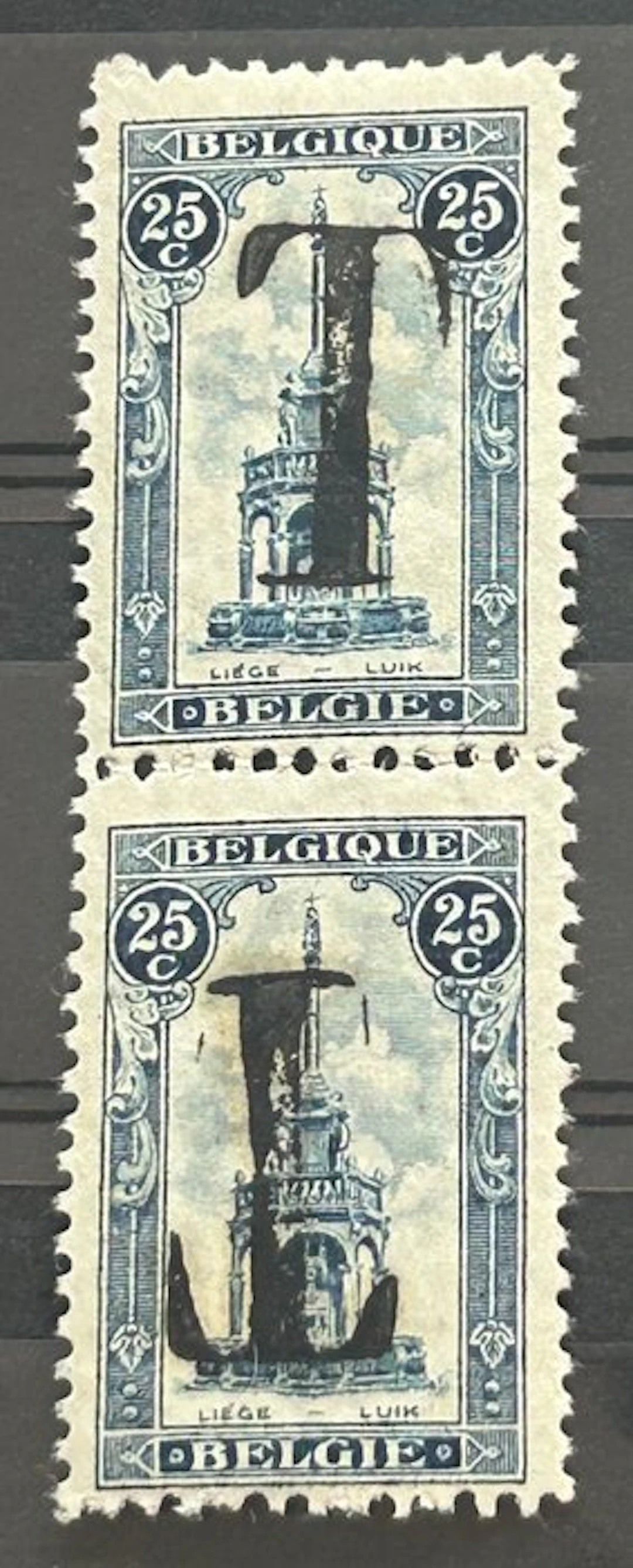 Belgium 1919 - Penalty postage stamp: 'Perron van Luik'...