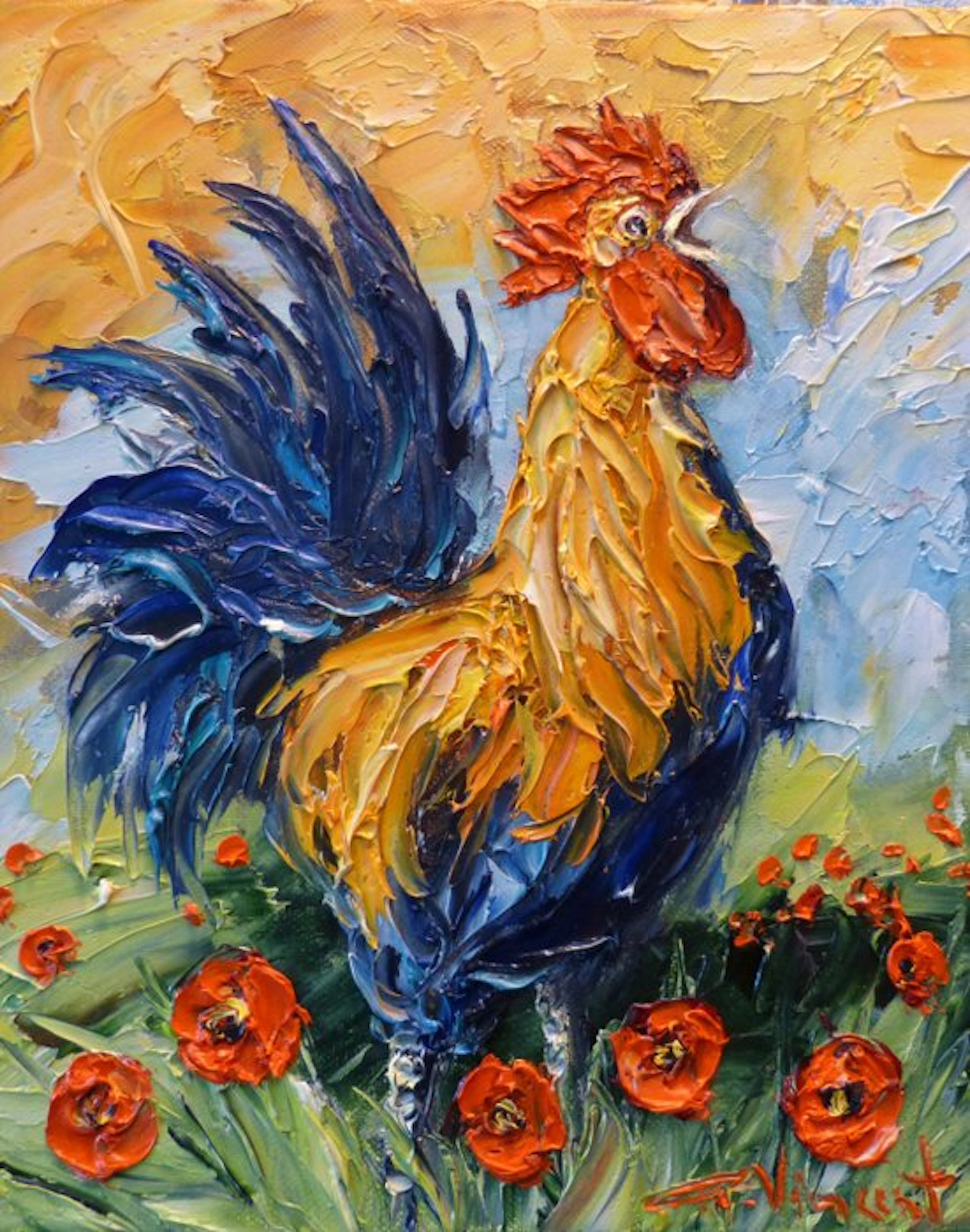 R. Vincent (1954) - Le coq en Provence cote d'Azur oeuvre de Vincent Rallo