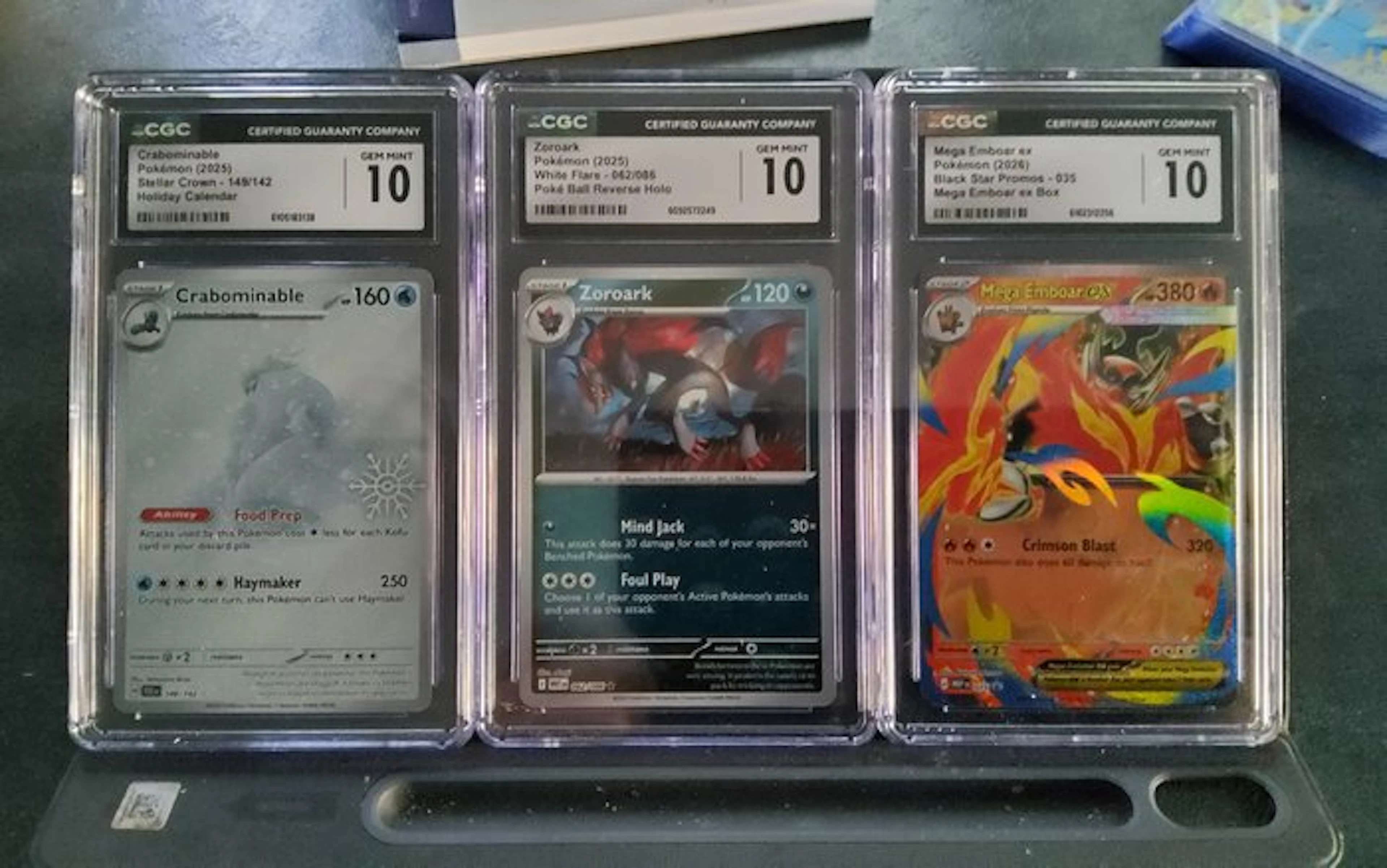 Pokémon - 3 Graded card - Pokémon - Crabominable Zoroark Mega Emboar EX Foil
