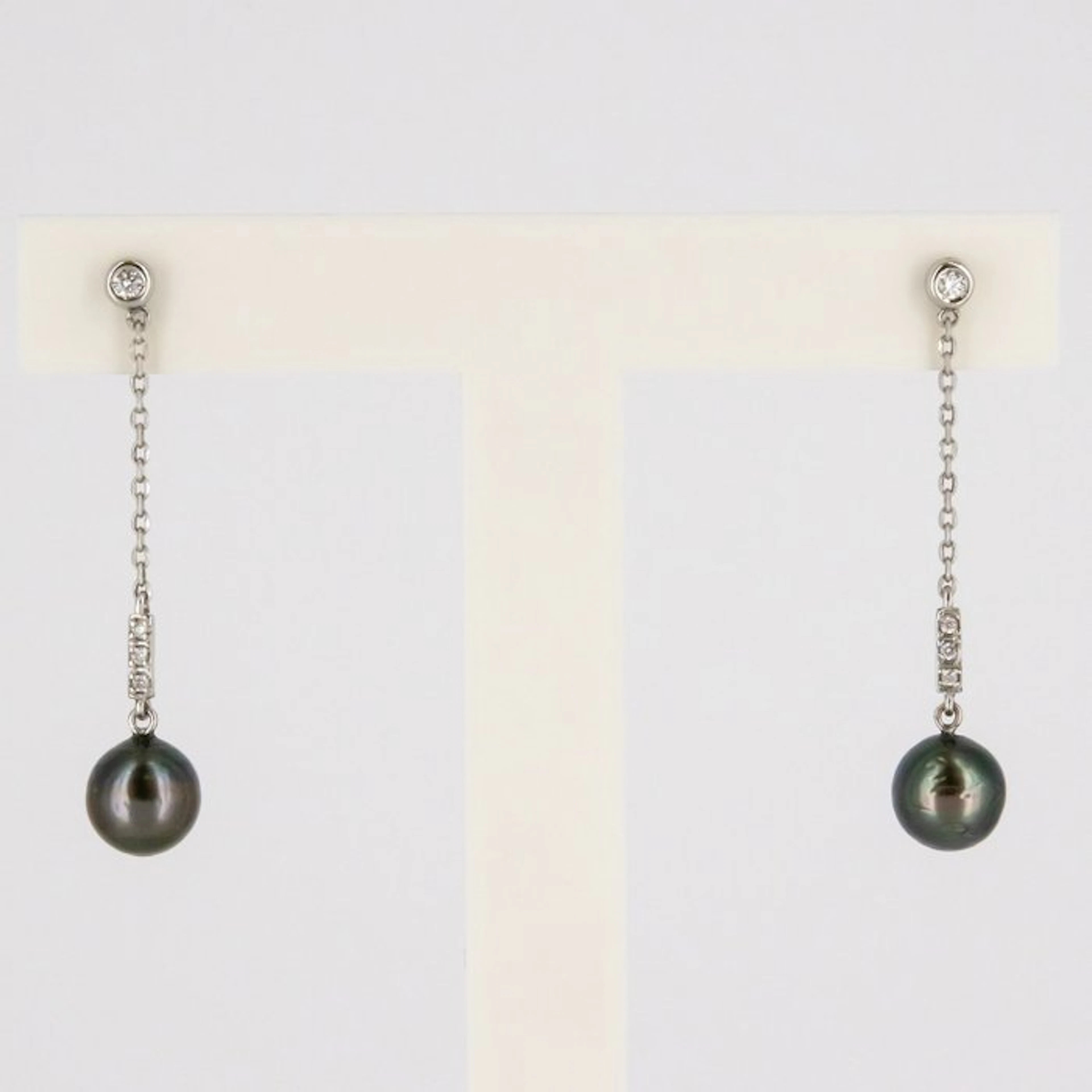 Earrings - 18 kt. White gold Diamond (Natural) - Pearl