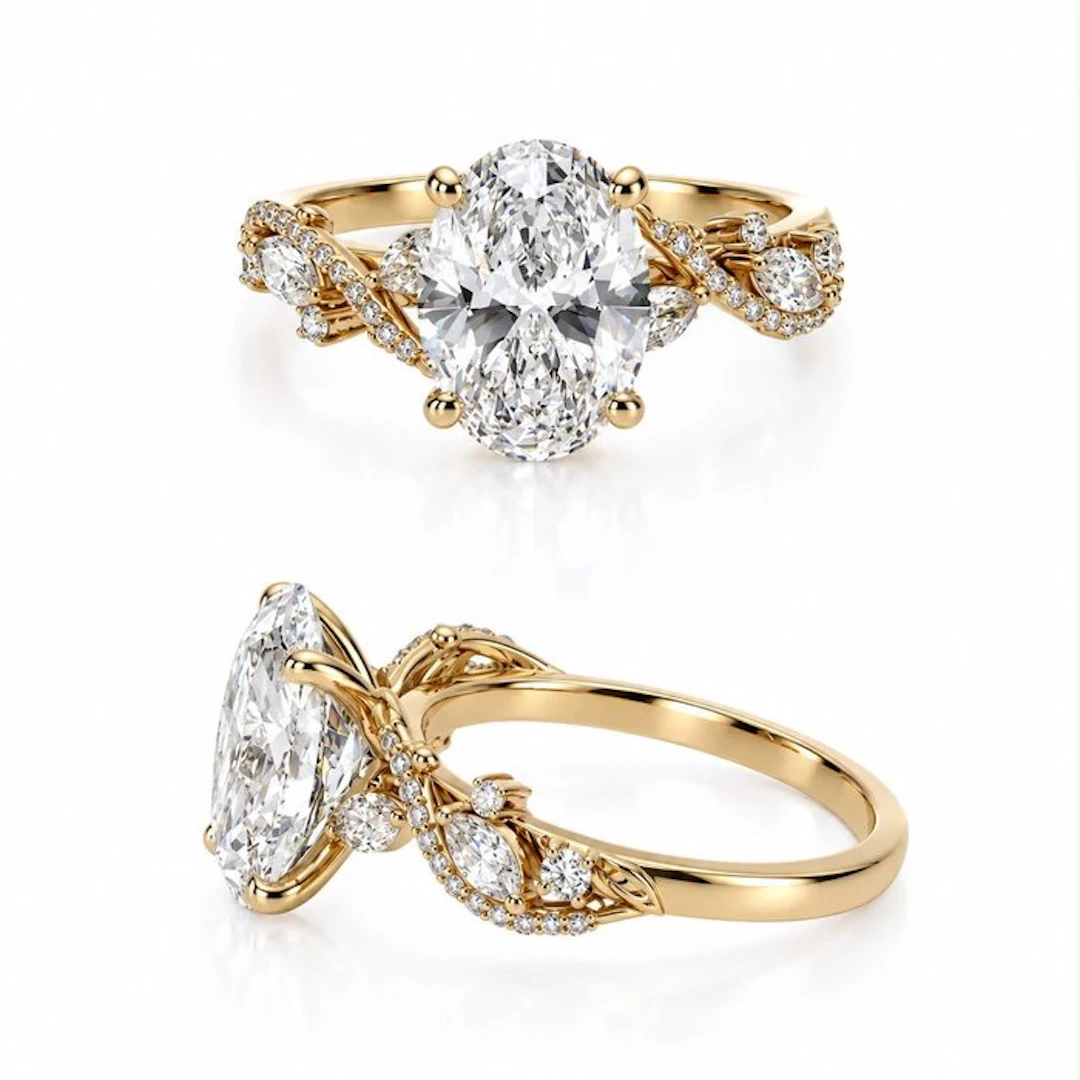 Ring - 18 kt. Yellow gold - 4.02ct. tw. Diamond (Lab-grown) - Diamond