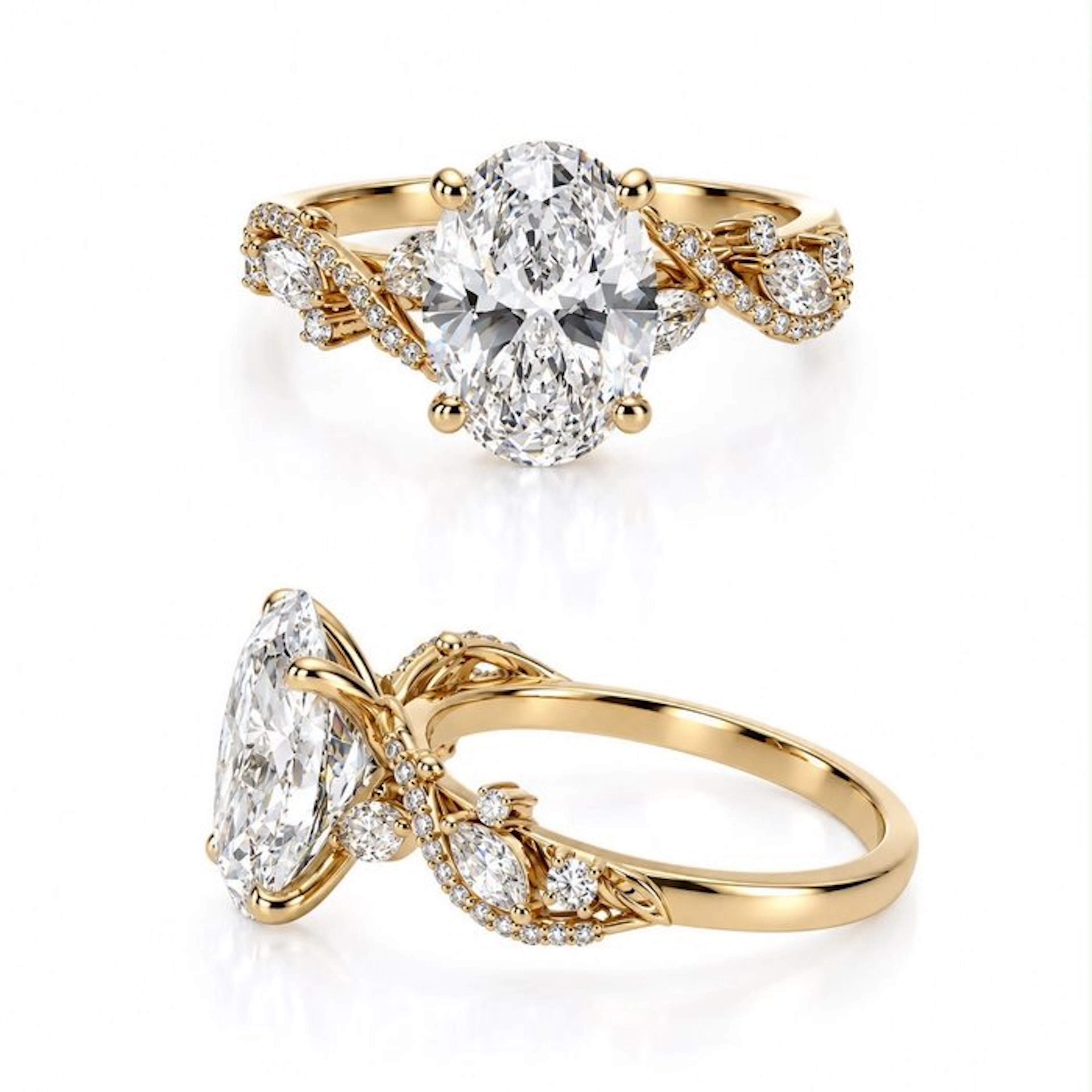 Ring - 18 kt. Yellow gold - 4.02ct. tw. Diamond (Lab-grown) - Diamond