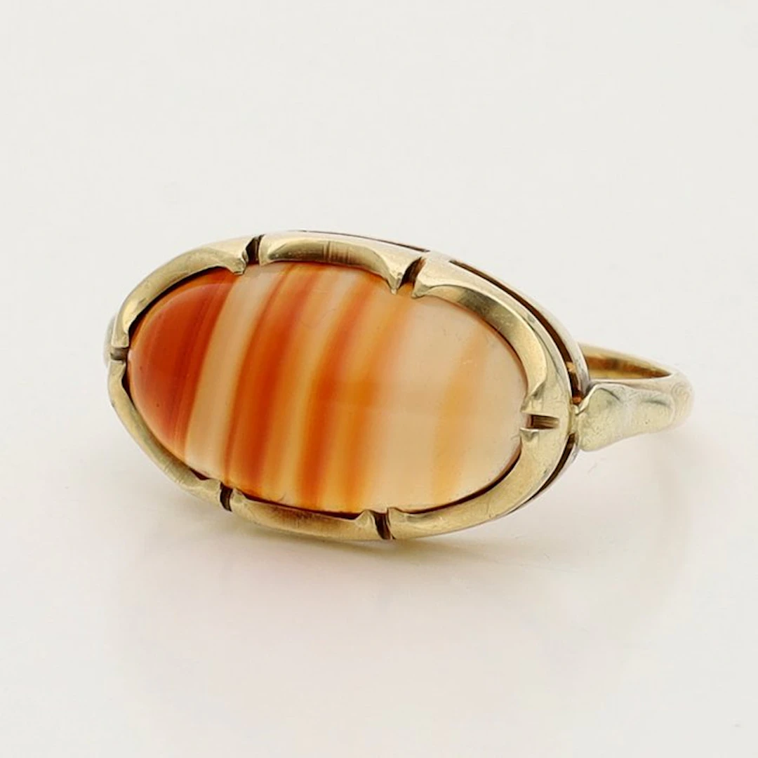 Ring - 14 kt. Yellow gold - 3.65ct. tw. - agate