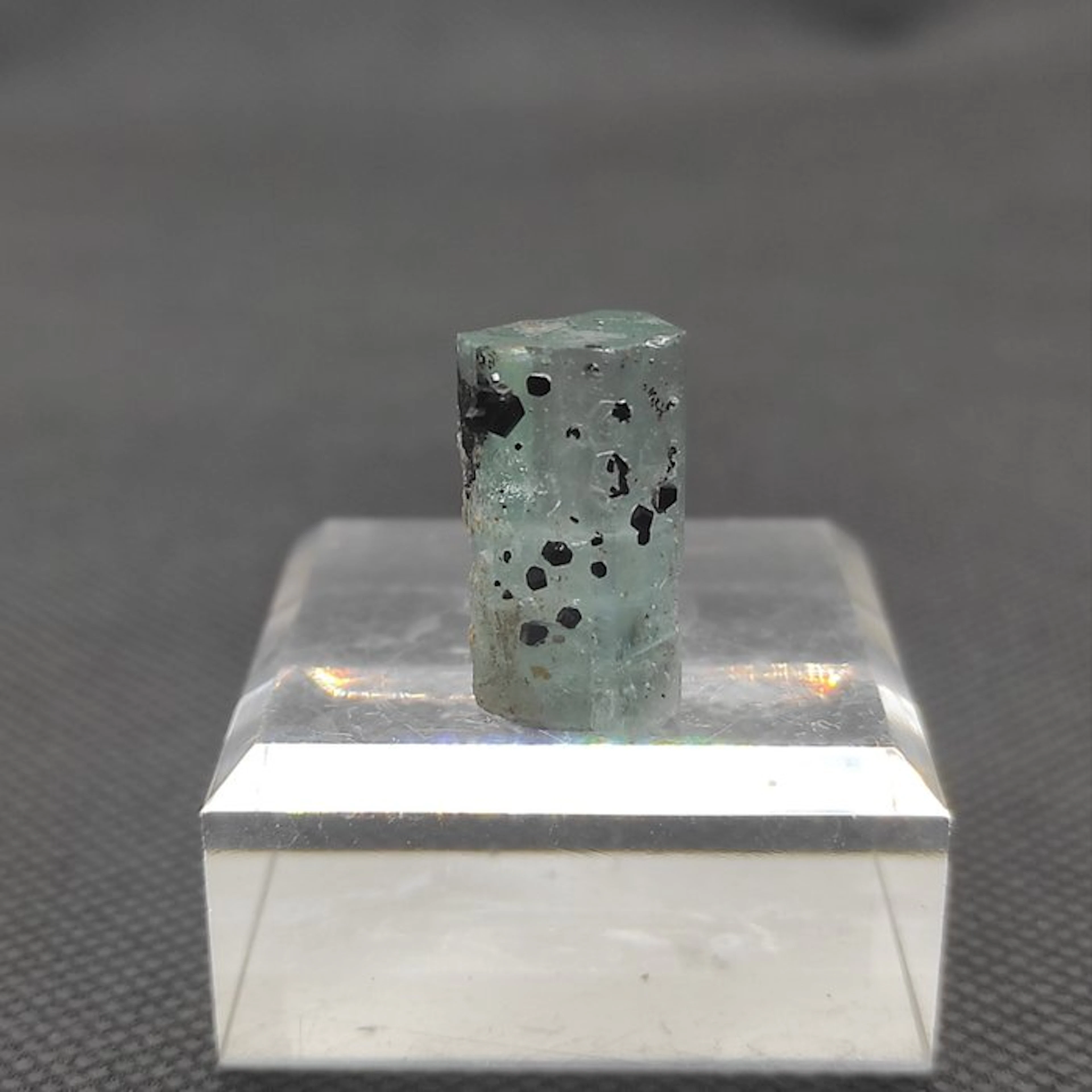 Aquamarine and black tourmaline Crystal - Height: 1 cm...