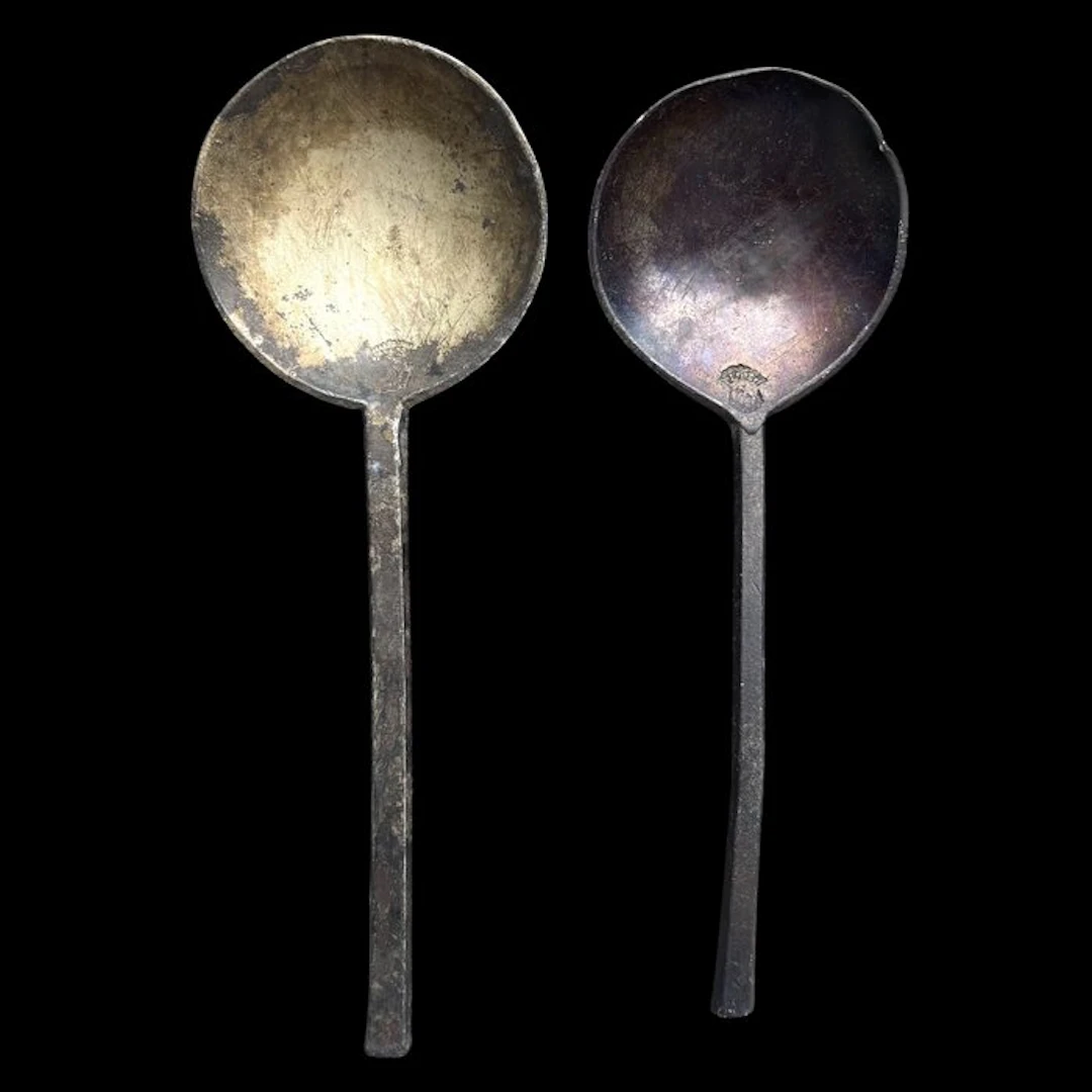 Post-medieval Pewter Spoons with a crowned rose mark...