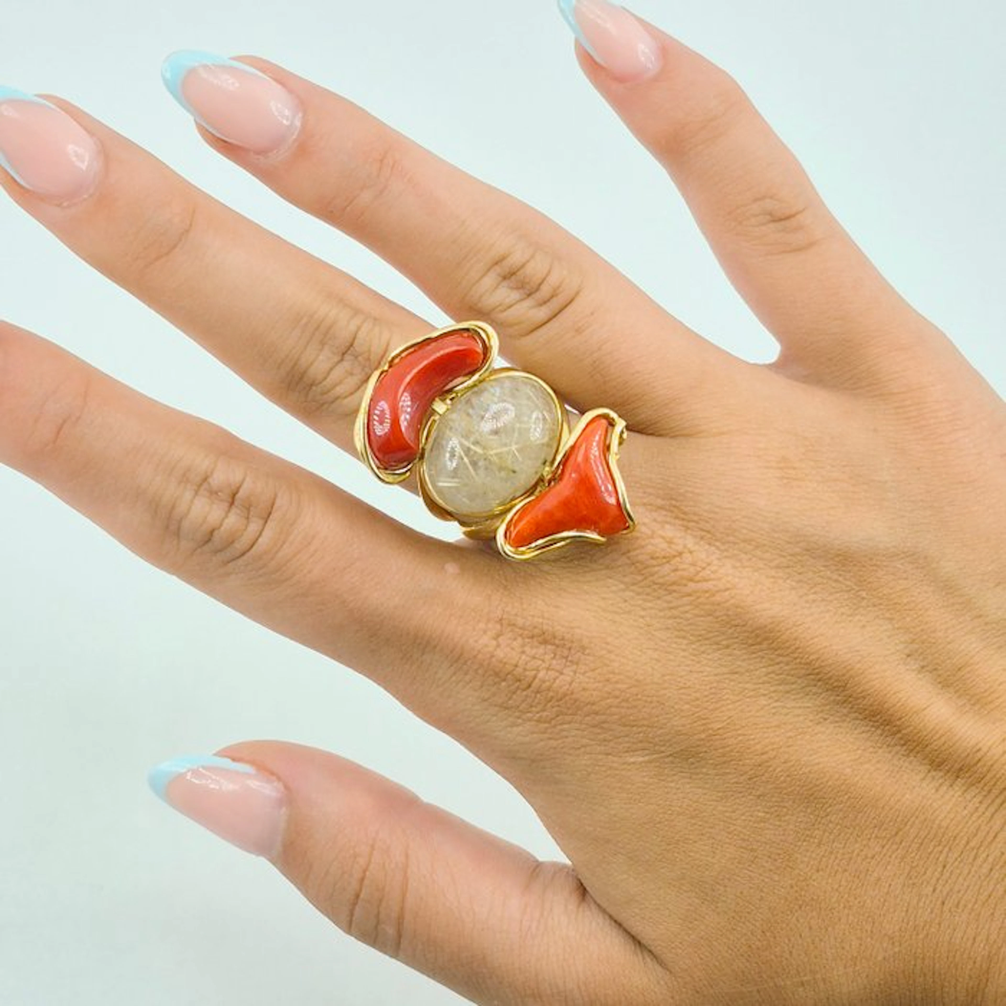 Silver, Gold-plated Ring - CORALLO MEDITERRANEO