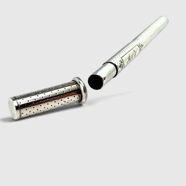 Box - Biedermeier - Punched stippling - .835 silver - Crochet Hook Case