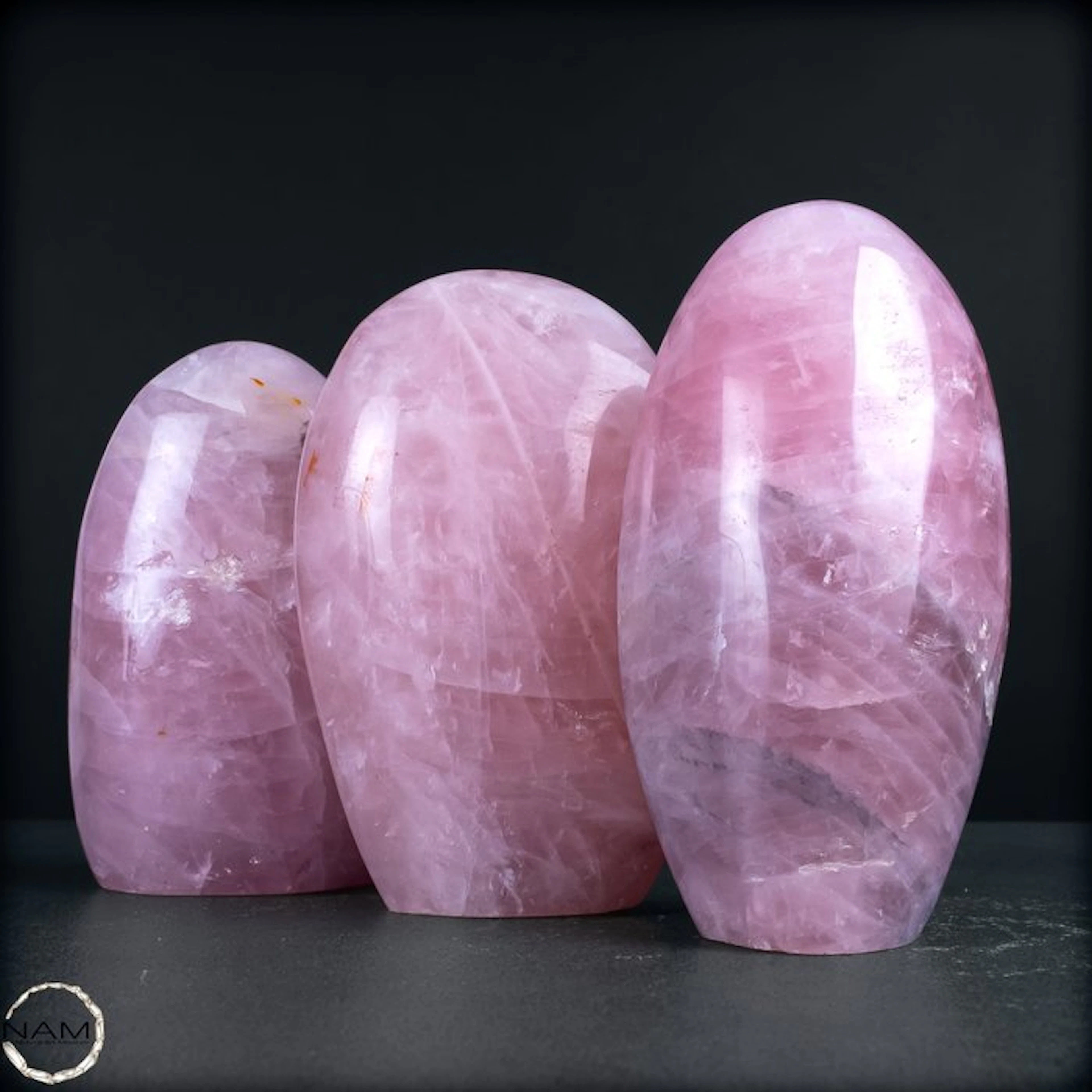 Rose Quartz Freeform Set – Elegant trio of delicately pink natural quartz