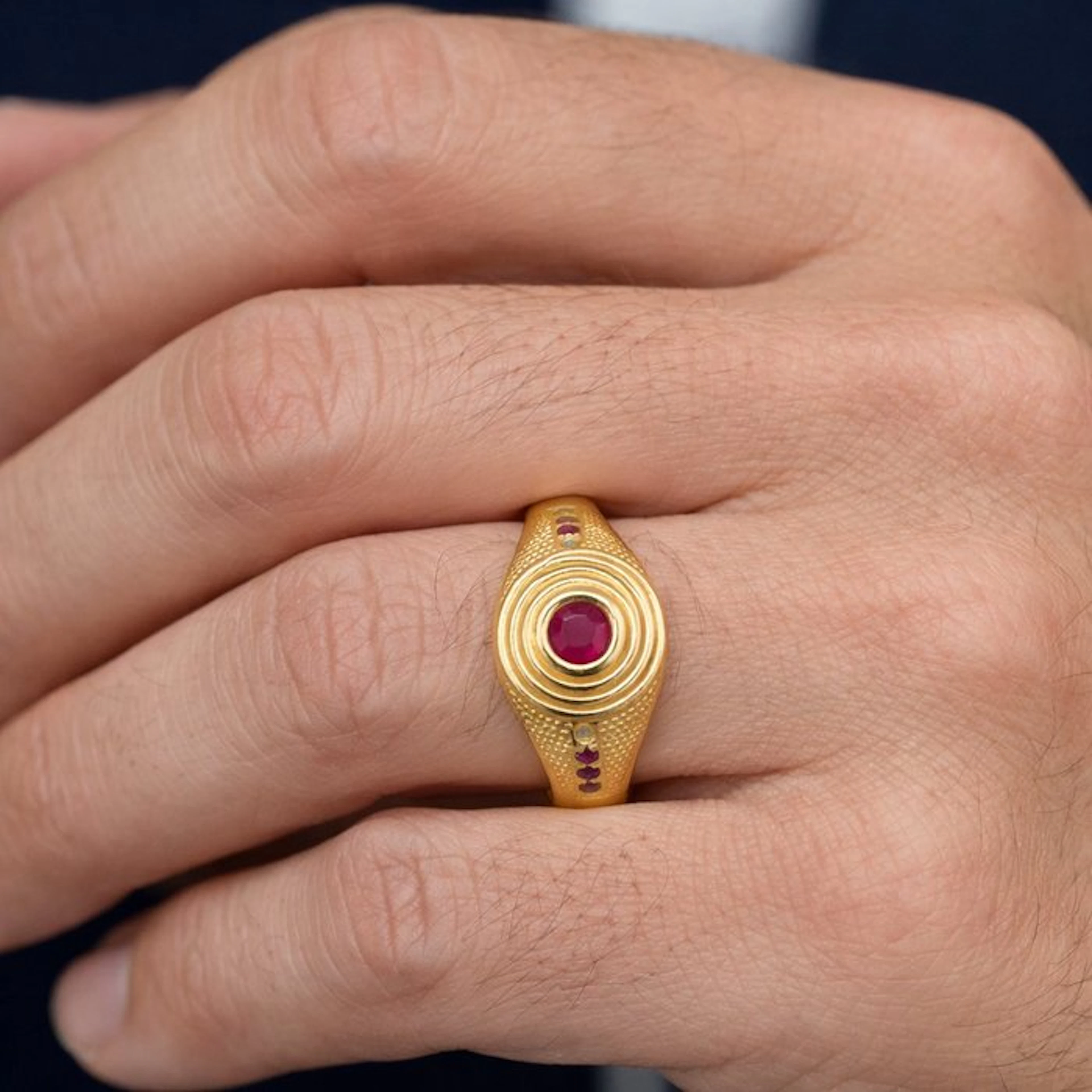 No reserve price - Ring Gold-plated Ruby - Diamond - 18K Gold Plated