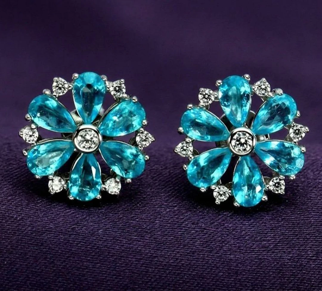 No reserve price - Earrings Silver - 3.60ct. tw. Topaz