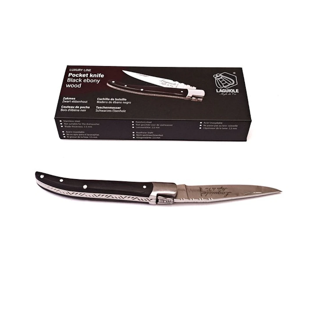 Laguiole - Pocket Knife - Black Ebony Wood - style de - Pocketknife