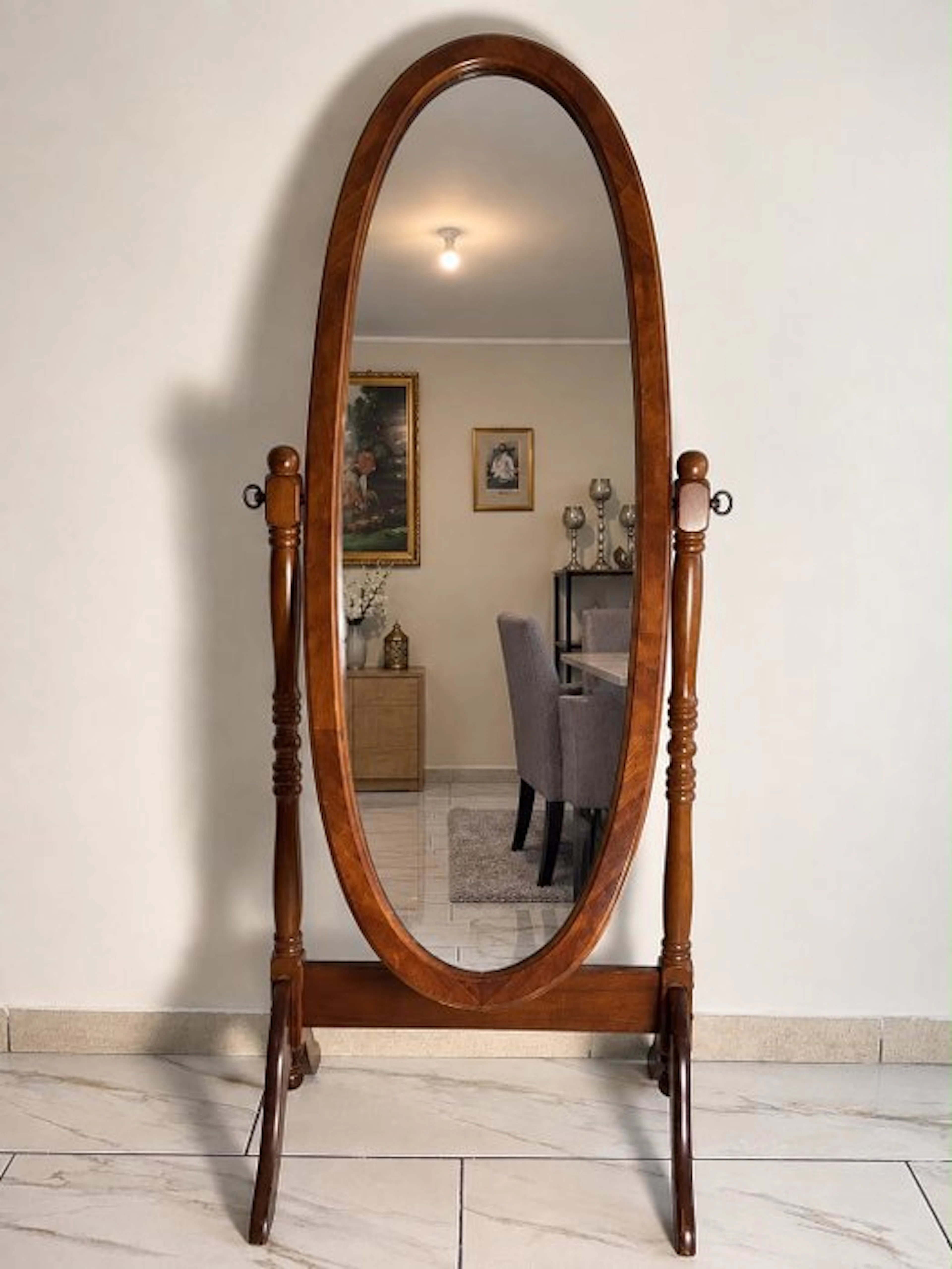 Mirror- Elegant solid wood cheval mirror on swiveling...