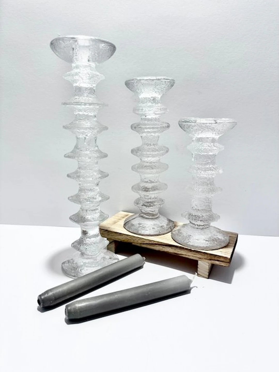 Iittala - Timo Sarpaneva - Candleholder Festivo (3) - Frozen glass