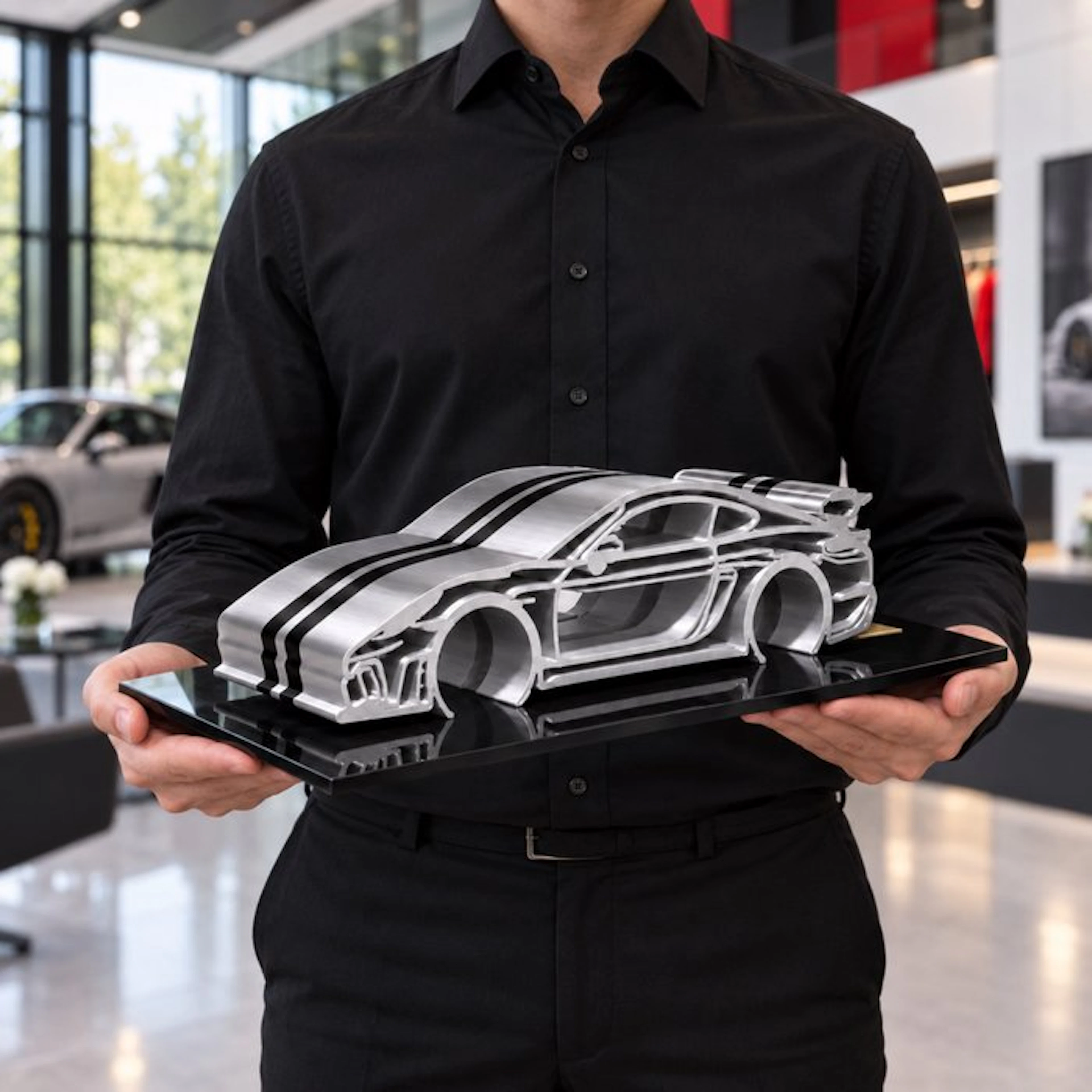 Porsche 718 GT4 " Silver Racing " - 1/12 Scale - XXL Car...