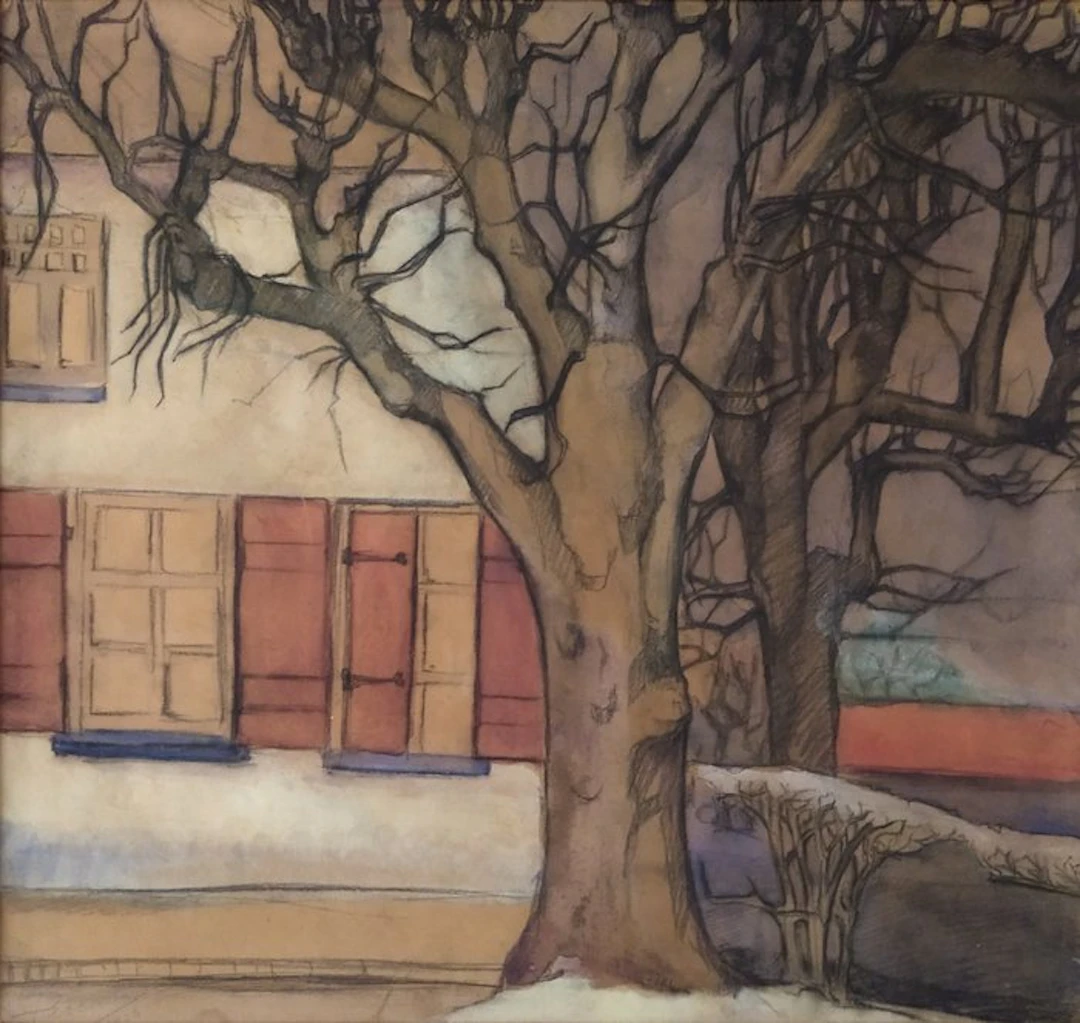 Dutch school (XX) - Huis met monumentale boom