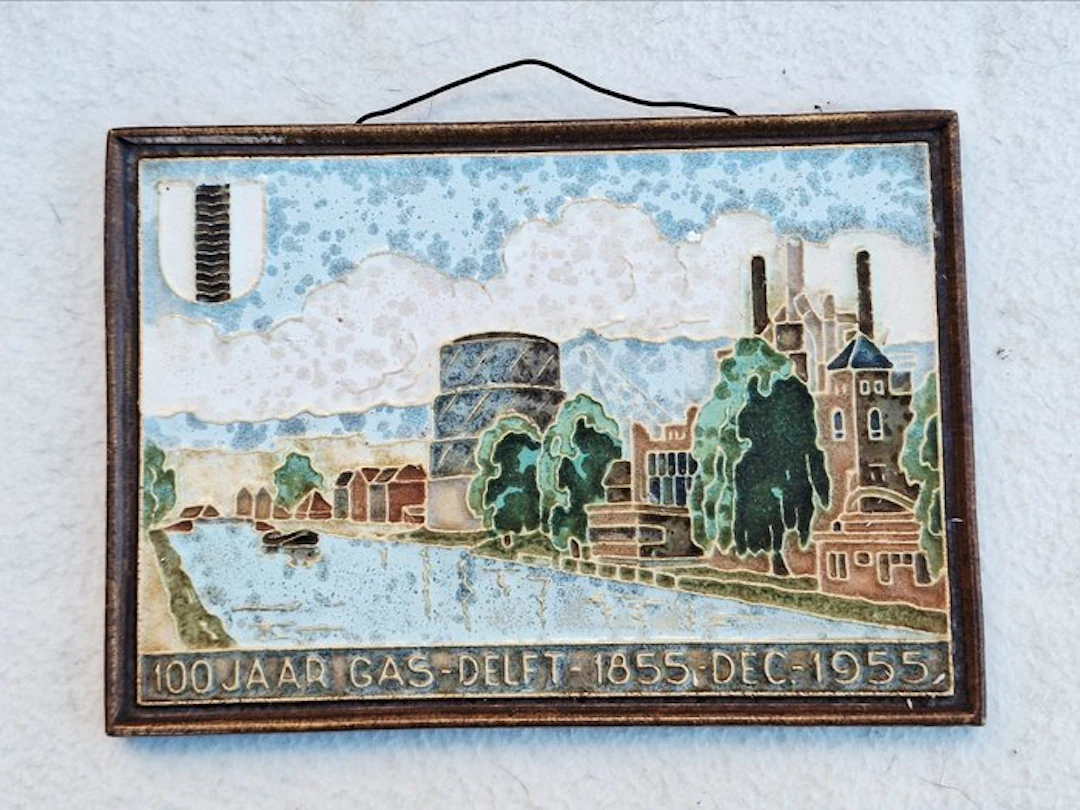 Tile - De Porceleyne Fles, Delft - 1955 - Gasfabriek Delft (100 yrs)