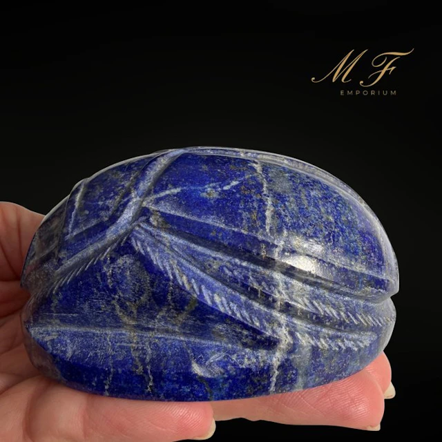 Egyptian talisman - Lapis lazuli scarab Carving - Height...