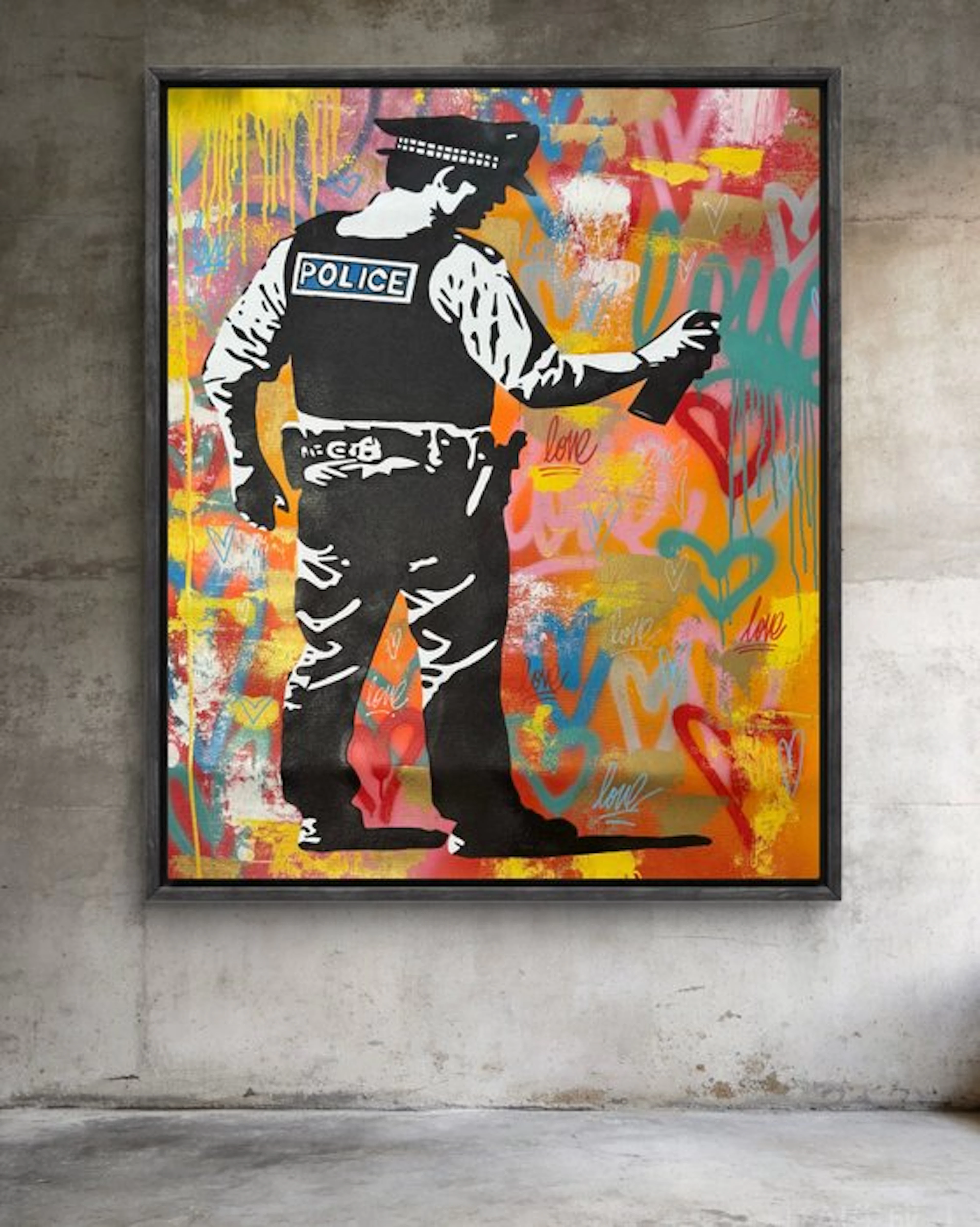 isem (1985) - Police graffiti X Love ( size XL 100x80cm 100% hand paint )