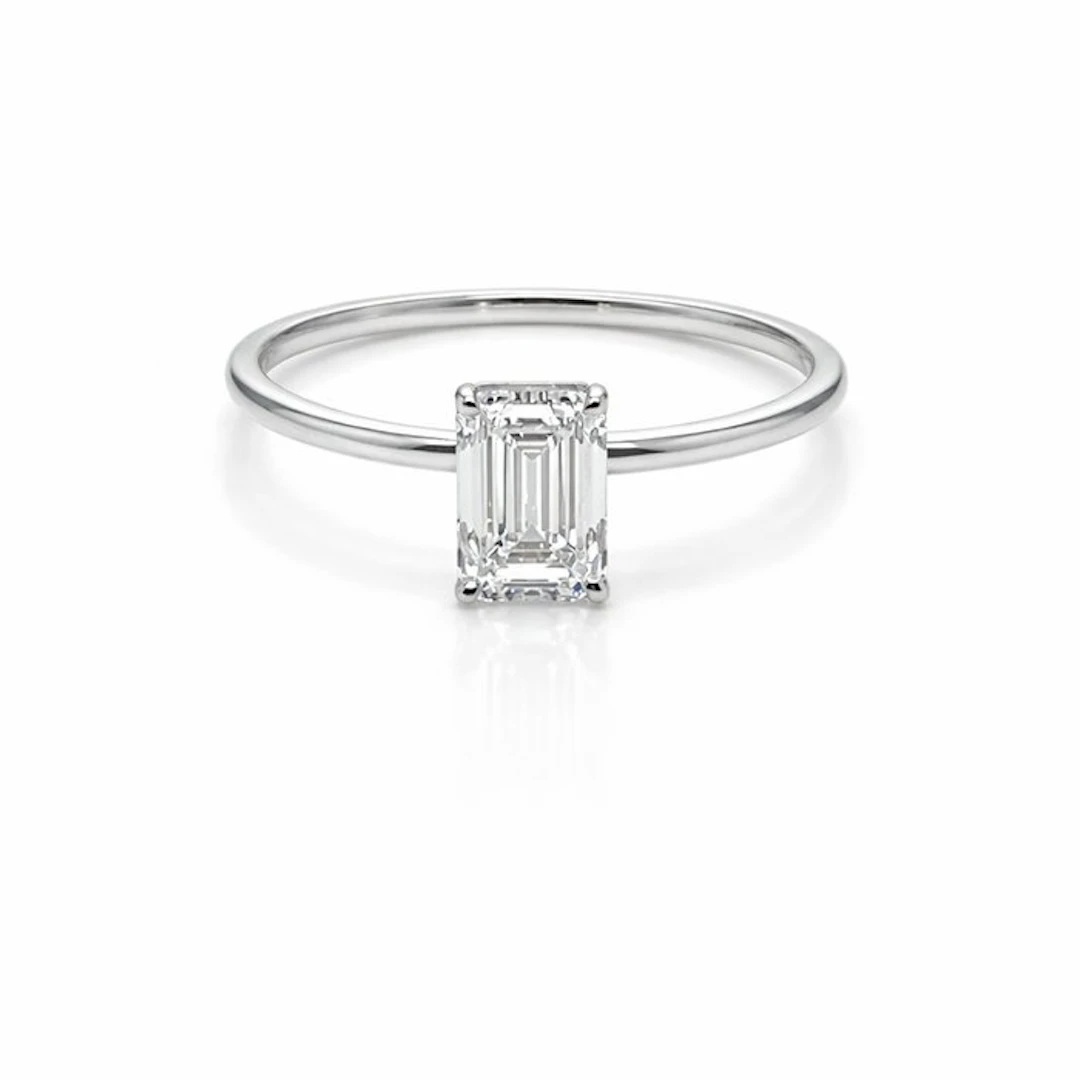 No reserve price - Ring - 14 kt. White gold - 1.02ct. tw. Diamond (Lab-grown)