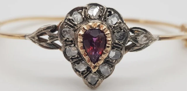 Bracelet - 18 kt. Yellow gold, White gold - 0.88ct. tw. Ruby - Diamond