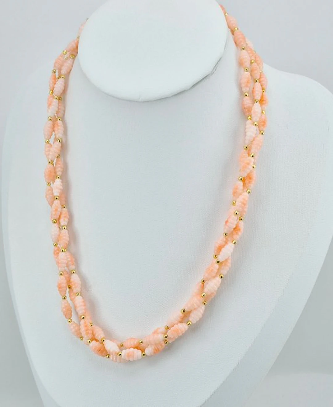 Silver, Gold-plated Necklace - Pink coral, engraved