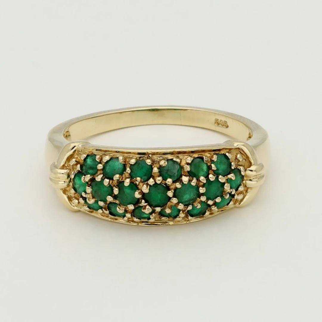 Ring - 14 kt. Yellow gold - Emerald