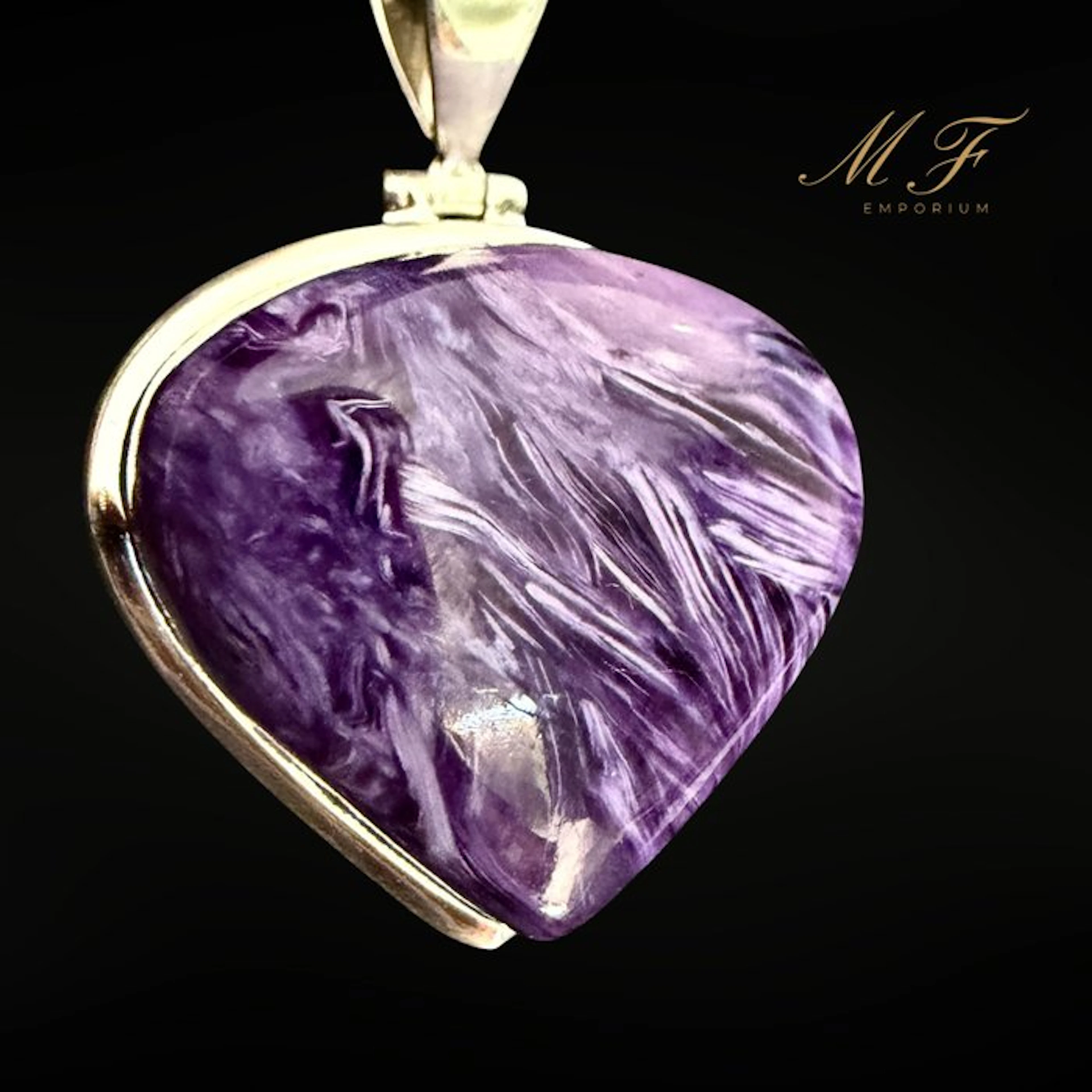 Exceptional pendant - Charoite and 925 Silver - Siberia's...