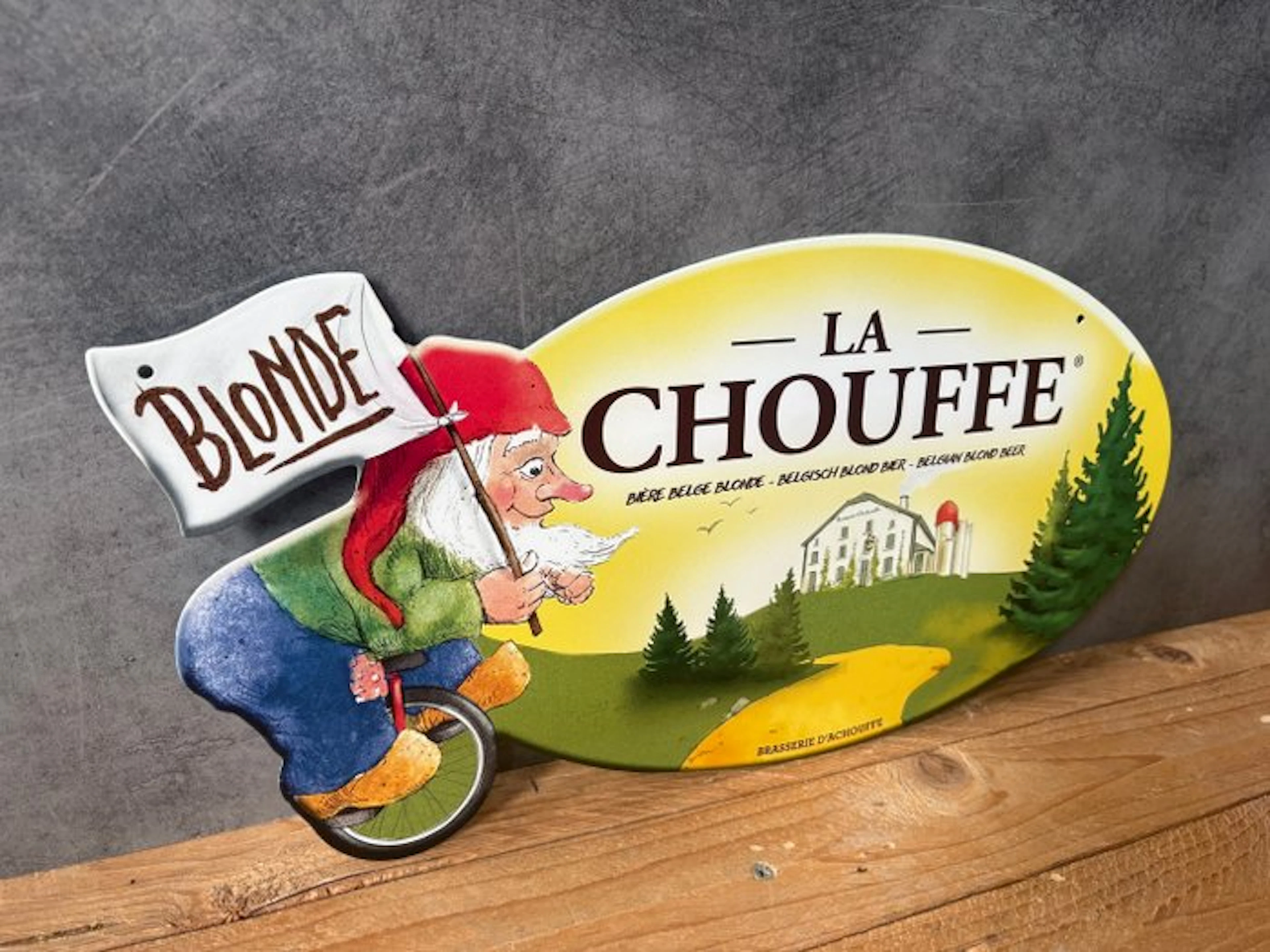 Magnificent Chouffe beer emblem - Metal plaque - 46cm x 22cm - Sign - Steel