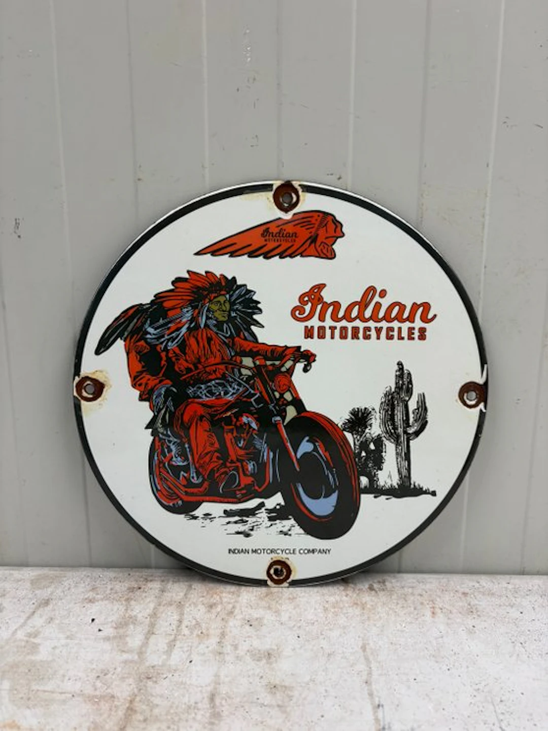 Indian Motorcycles – Rond Emaille Motor Reclamebord –...