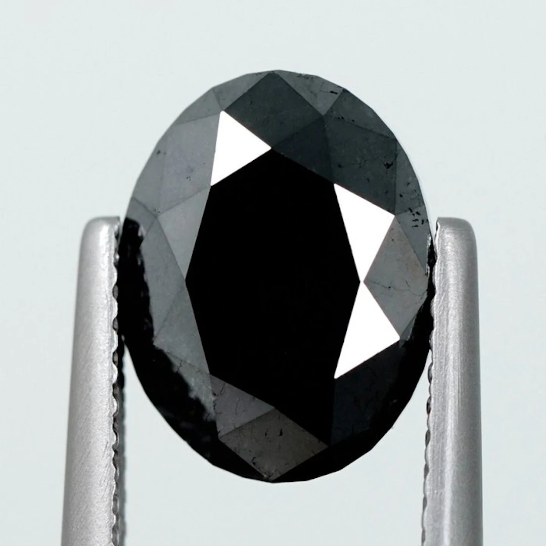 1 pcs Diamond (Colour-treated) - 3.62 ct - Oval Black...