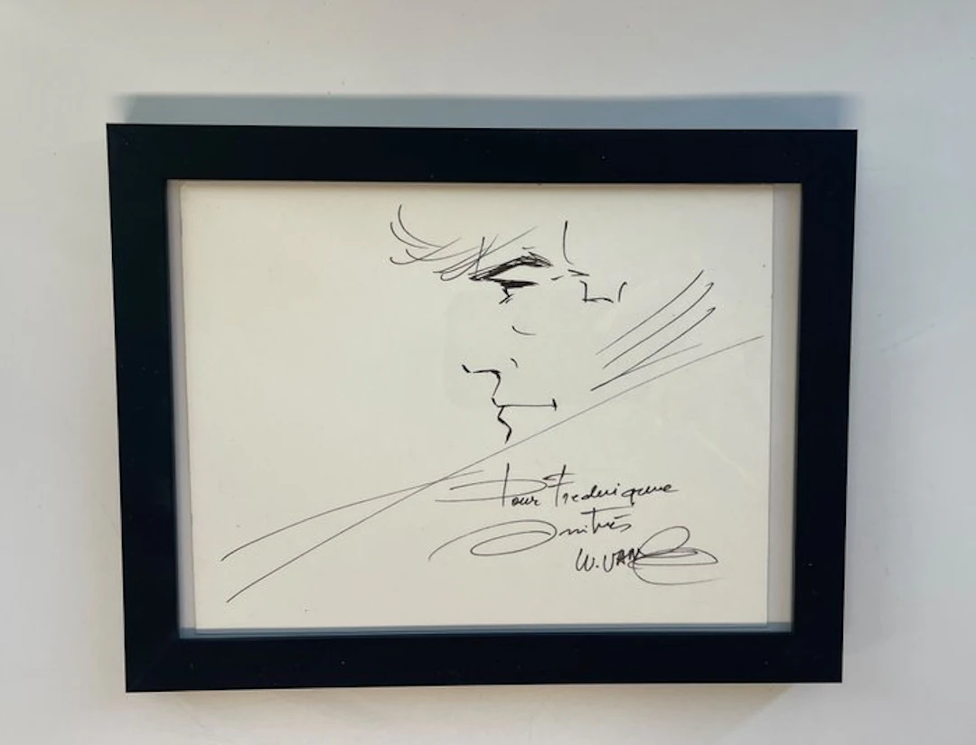 William Vance - 1 Autographed original drawing - Bruno Brazil - 18 x 14 cm