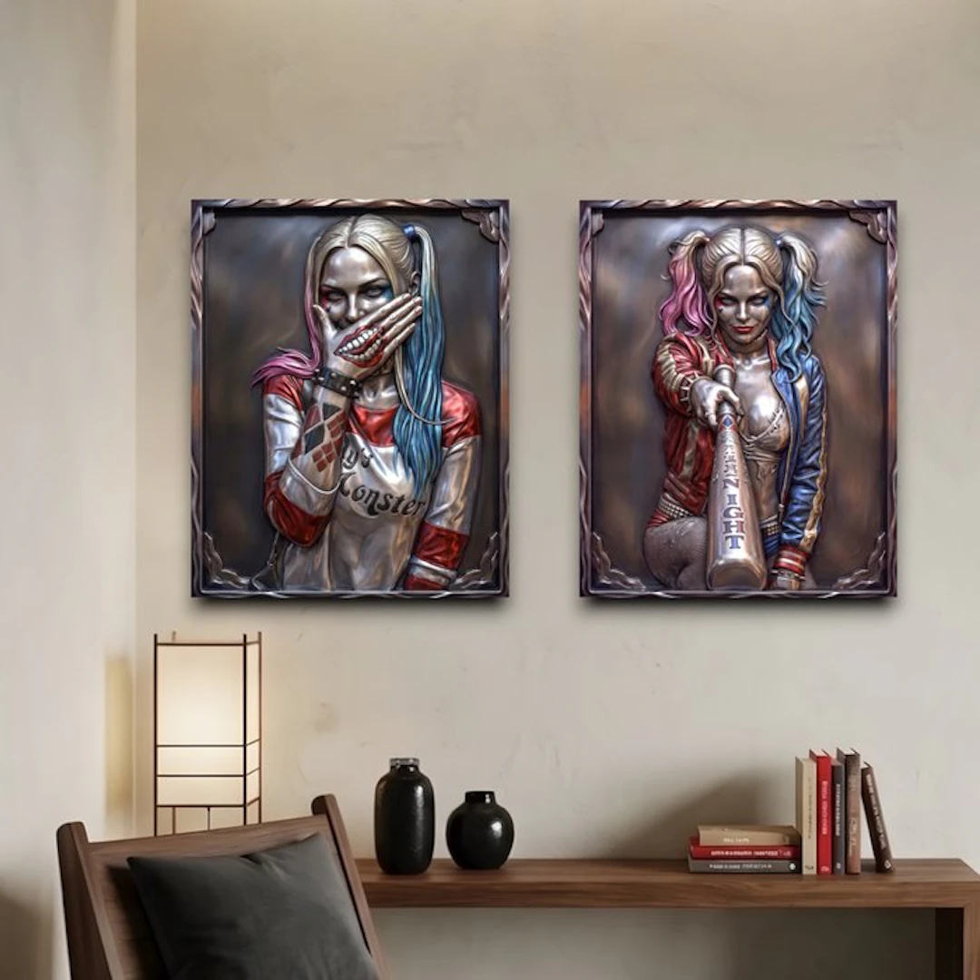 AT9 - Set of 2 - "Harley Quinn - Metallic Style"