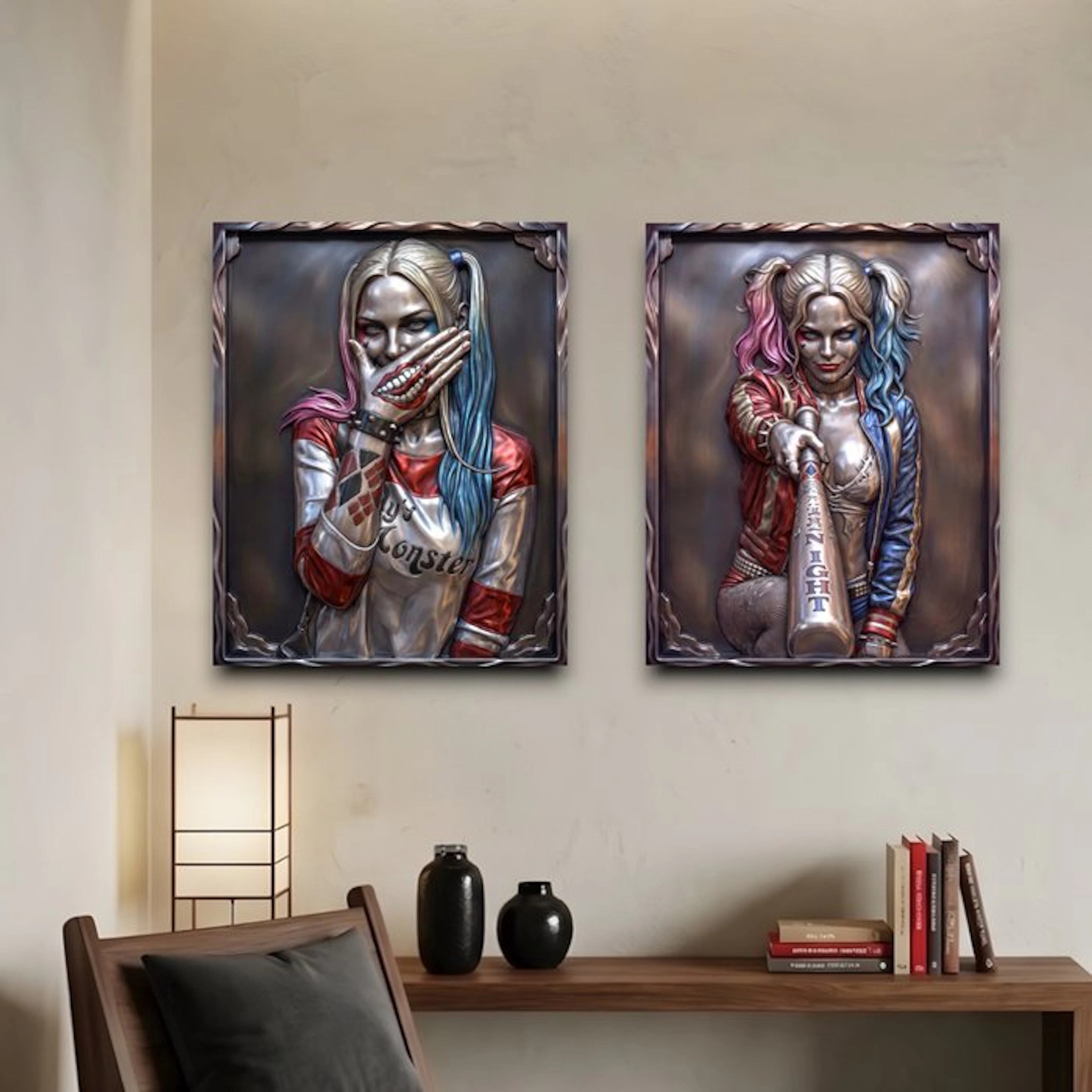 AT9 - Set of 2 - "Harley Quinn - Metallic Style"