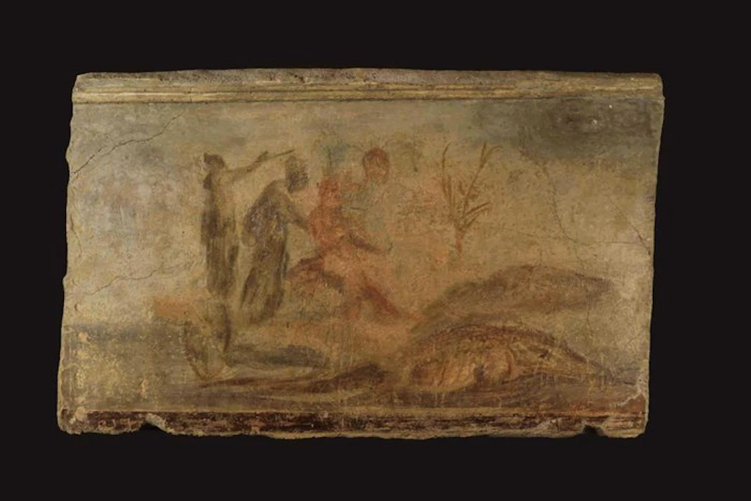 Ancient Roman Fresco with scene of the Nile God