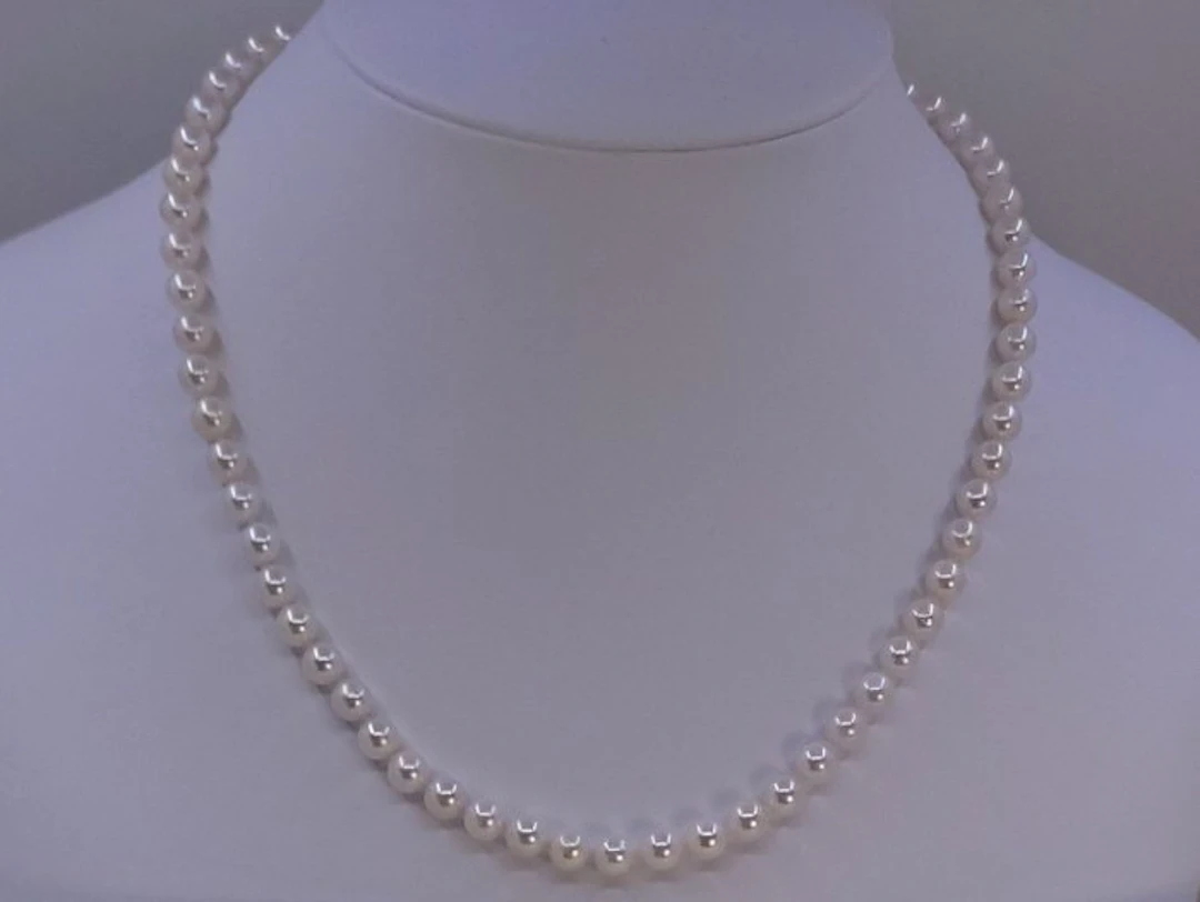 No reserve price - Necklace ALGT Certified Akoya Pearls - 6.0x6.5mm