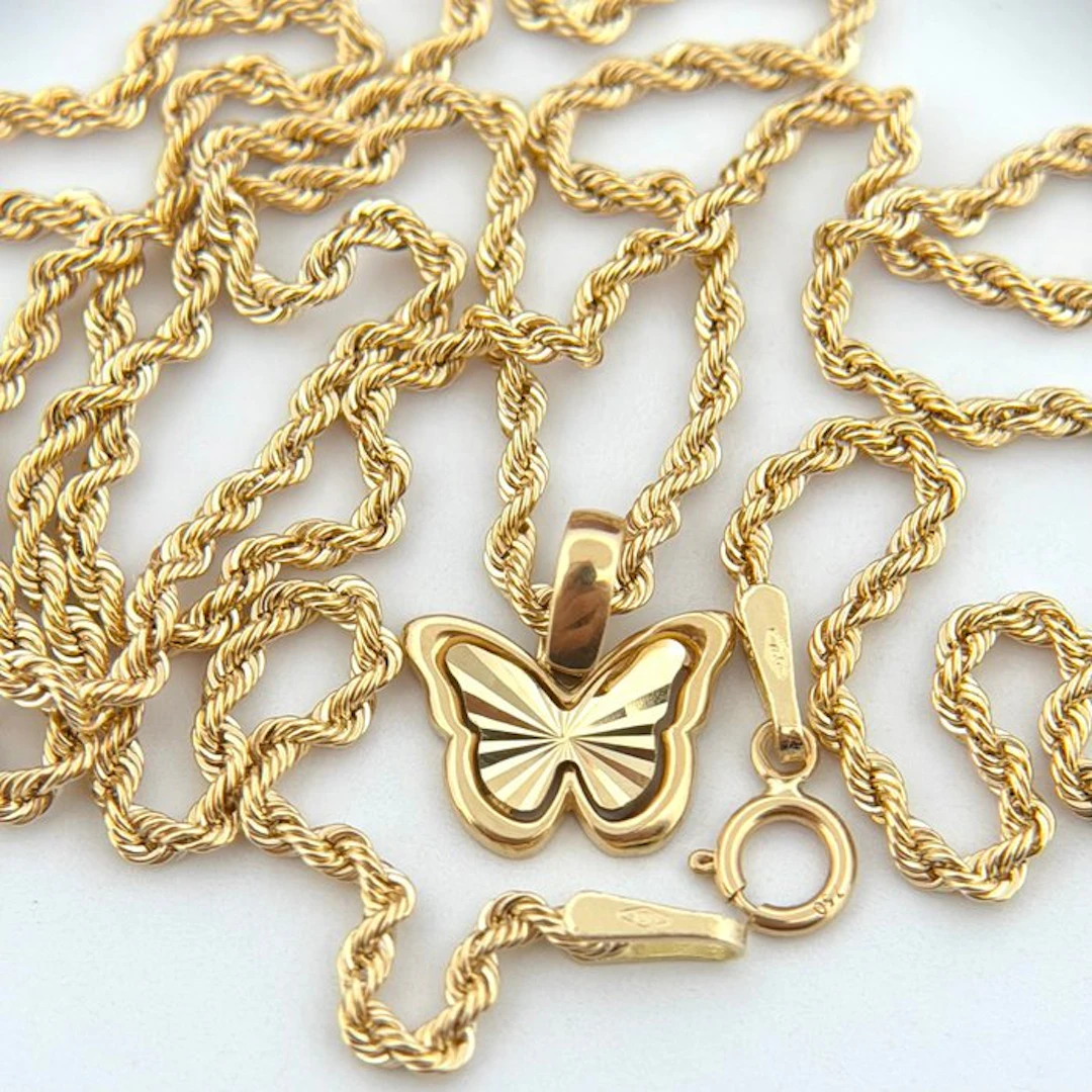 No reserve price - Necklace - 18 kt. Yellow gold - Butterfly