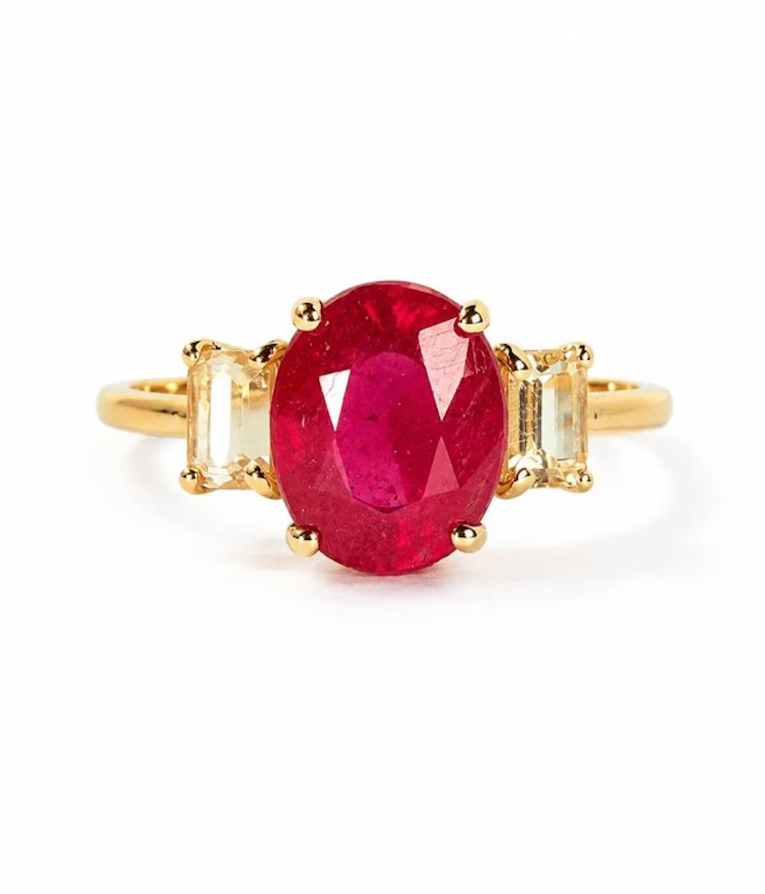 Ring - 14 kt. Yellow gold - 2.90ct. tw. Ruby - Sapphire