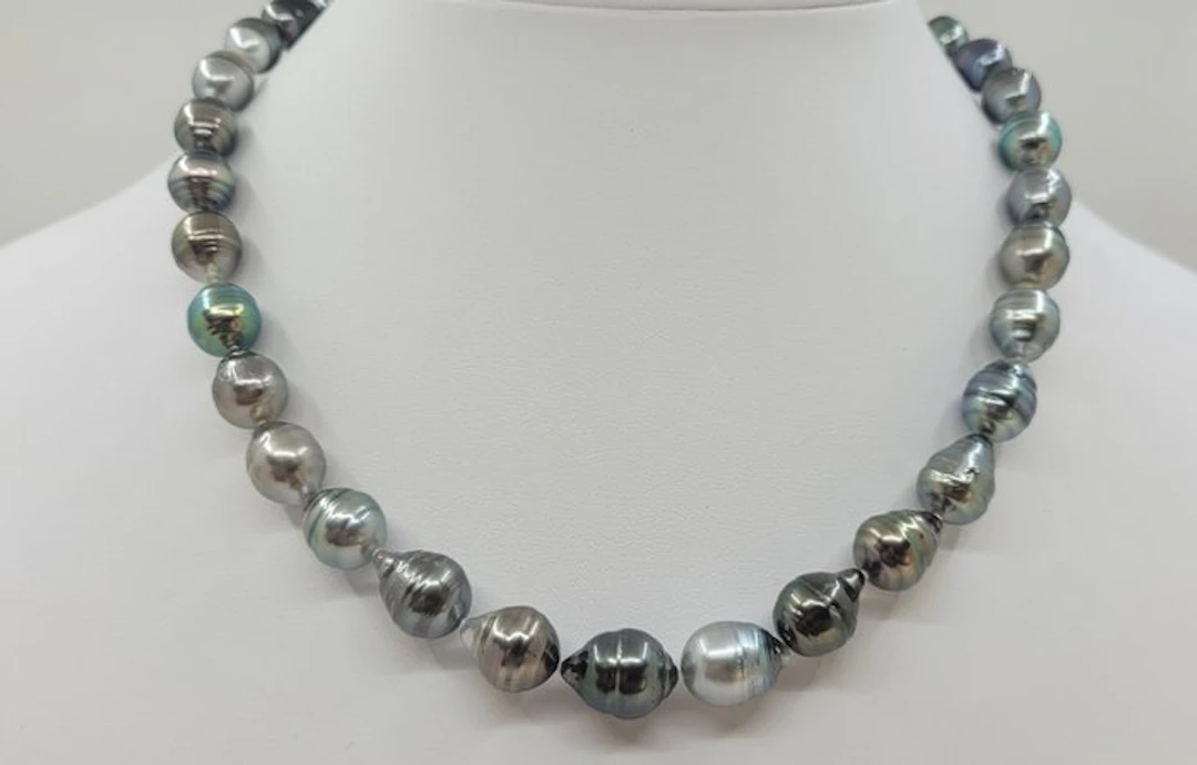 No reserve price - Necklace ALGT Certified 8.5x11.0mm Multi Tahiti Pearls