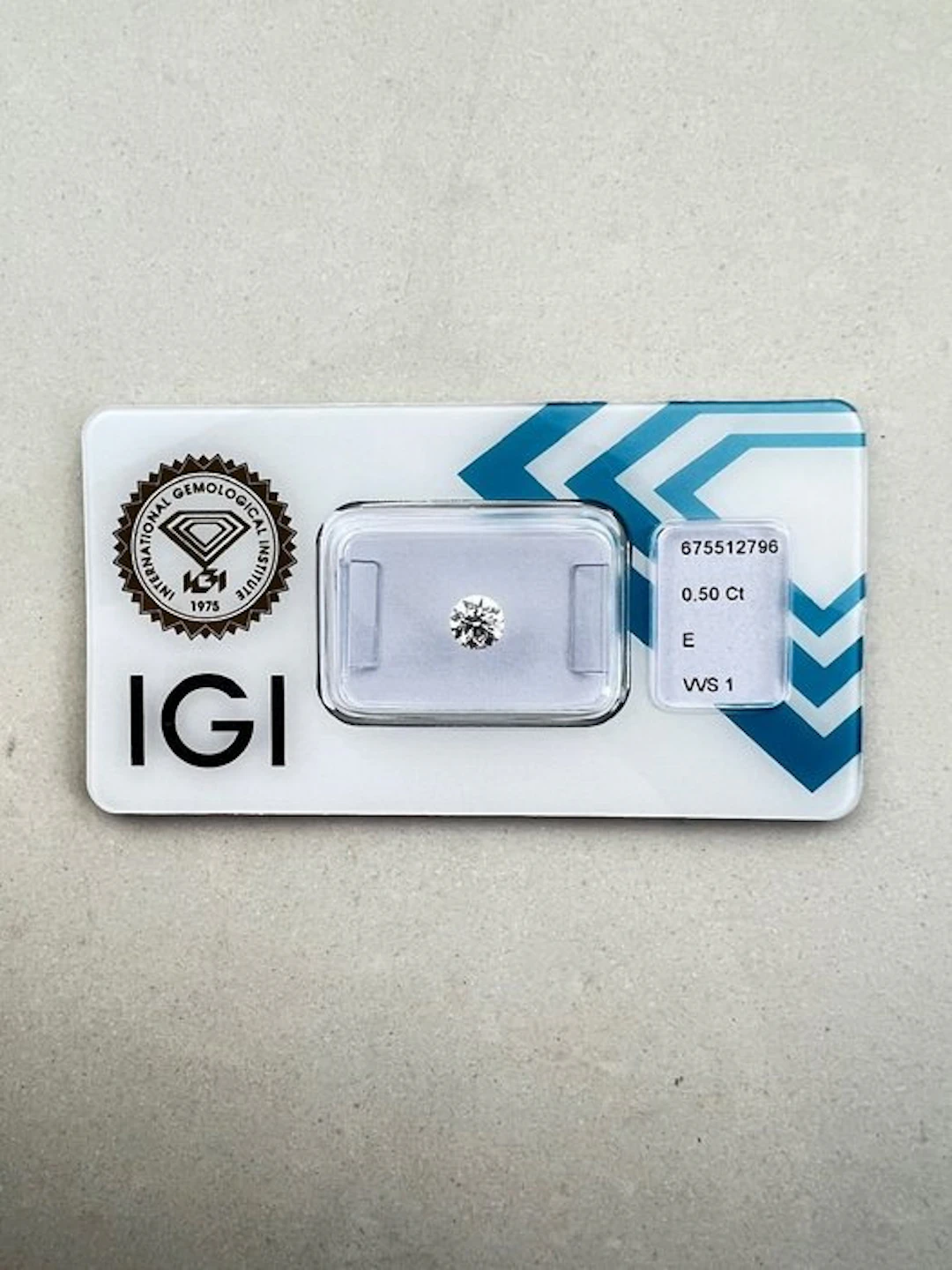 1 pcs Diamond (Natural) - 0.50 ct - Round - E - VVS1...