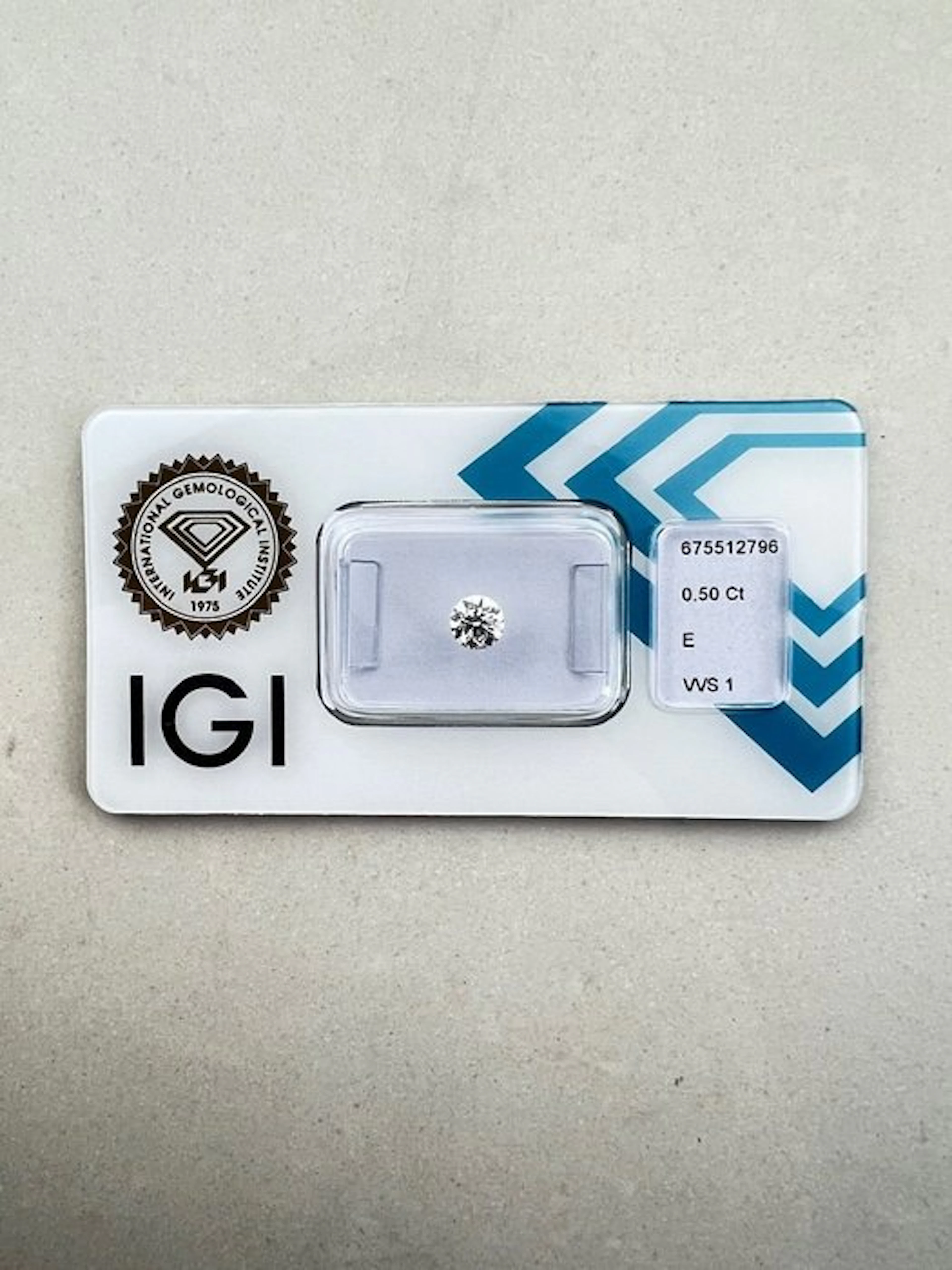 1 pcs Diamond (Natural) - 0.50 ct - Round - E - VVS1...