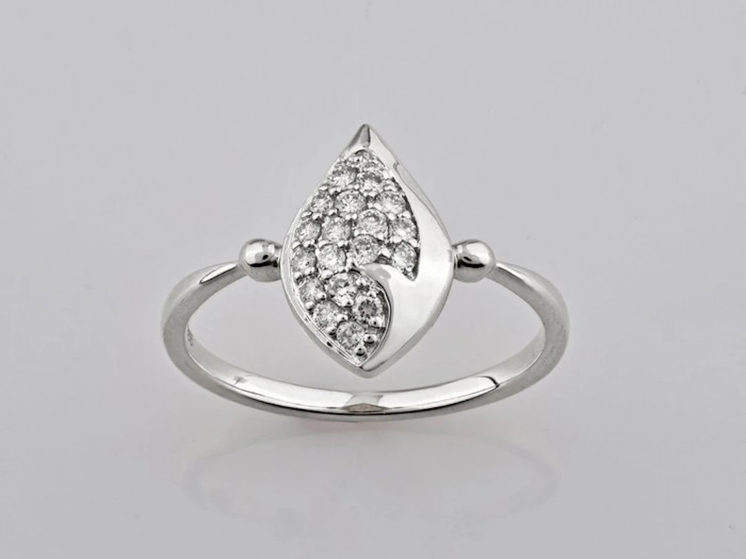 Ring - 14 kt. White gold - 0.20ct. tw. Diamond (Natural)