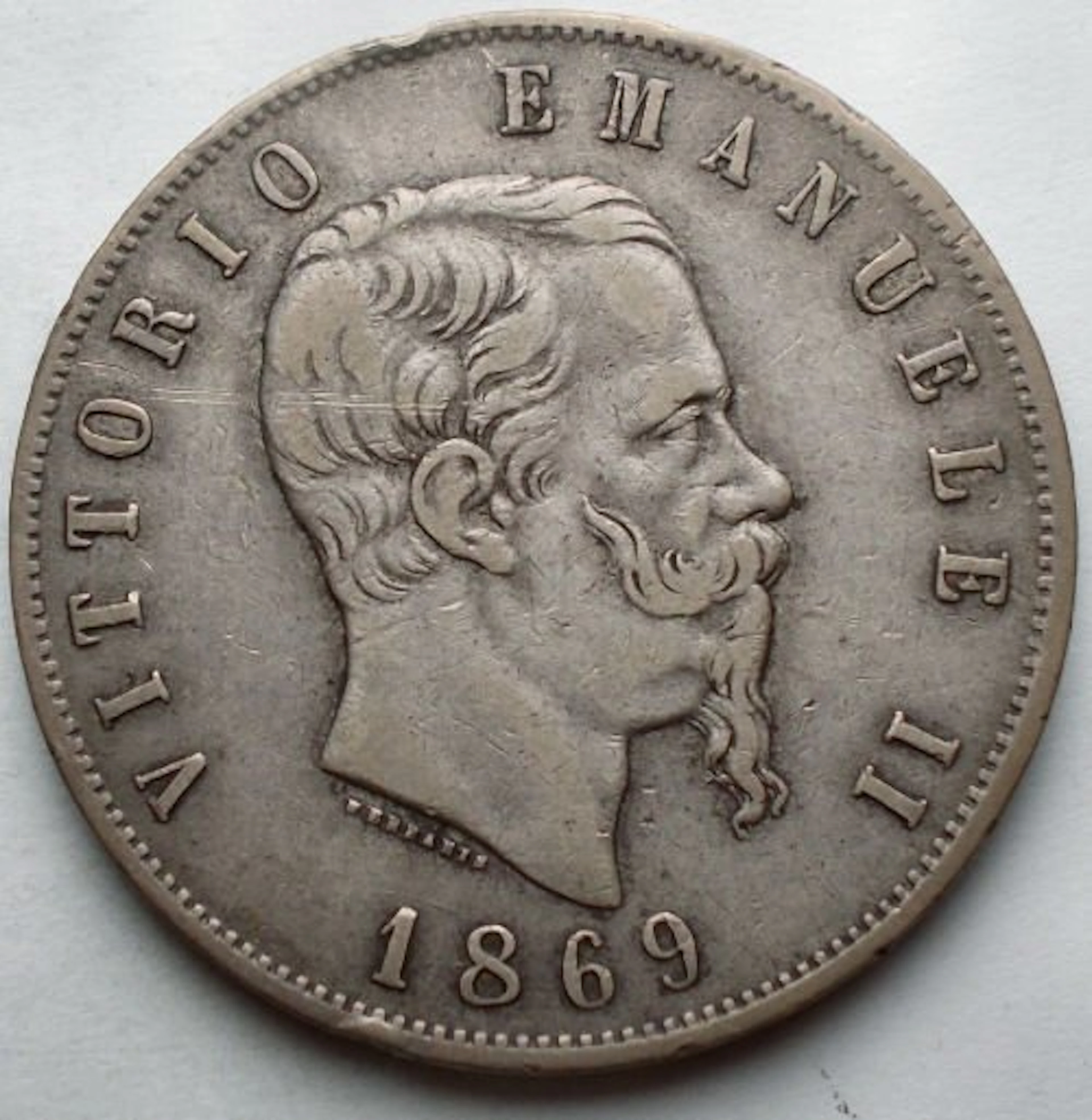 Italy, Kingdom Vittorio Emanuele II. 5 Lire 1869 Milano (No reserve price)