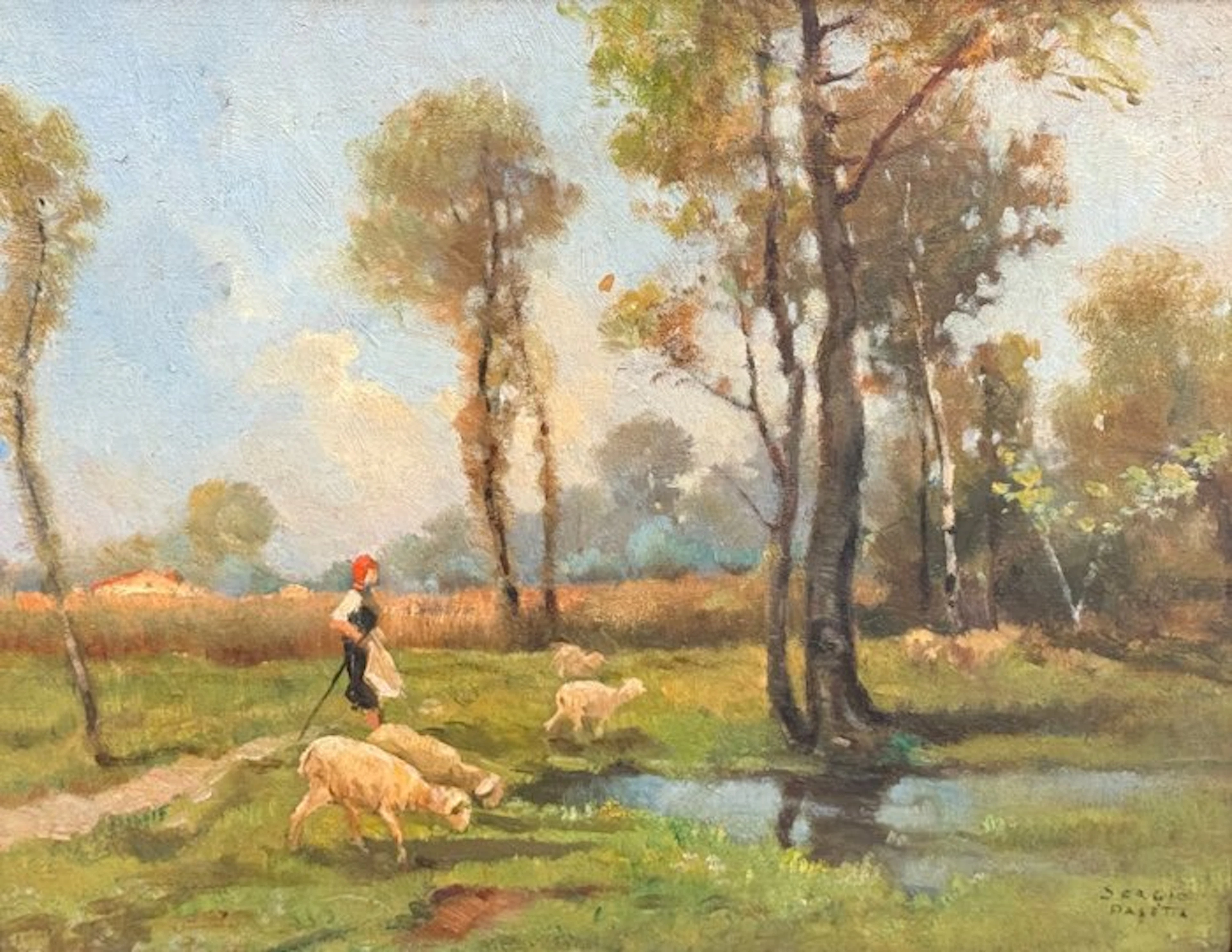Scuola italiana (XX), Firmato Sergio Pasetta - Paesaggio Campestre