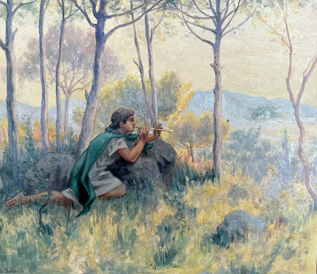Henri-Victor Delavelle (1868 - 1919) - Scena Classica - Dafni e Cloe