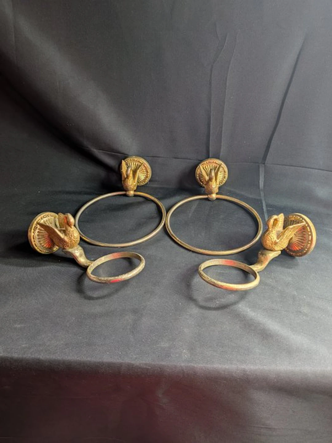 Napkin holders (4) - swan - Brass
