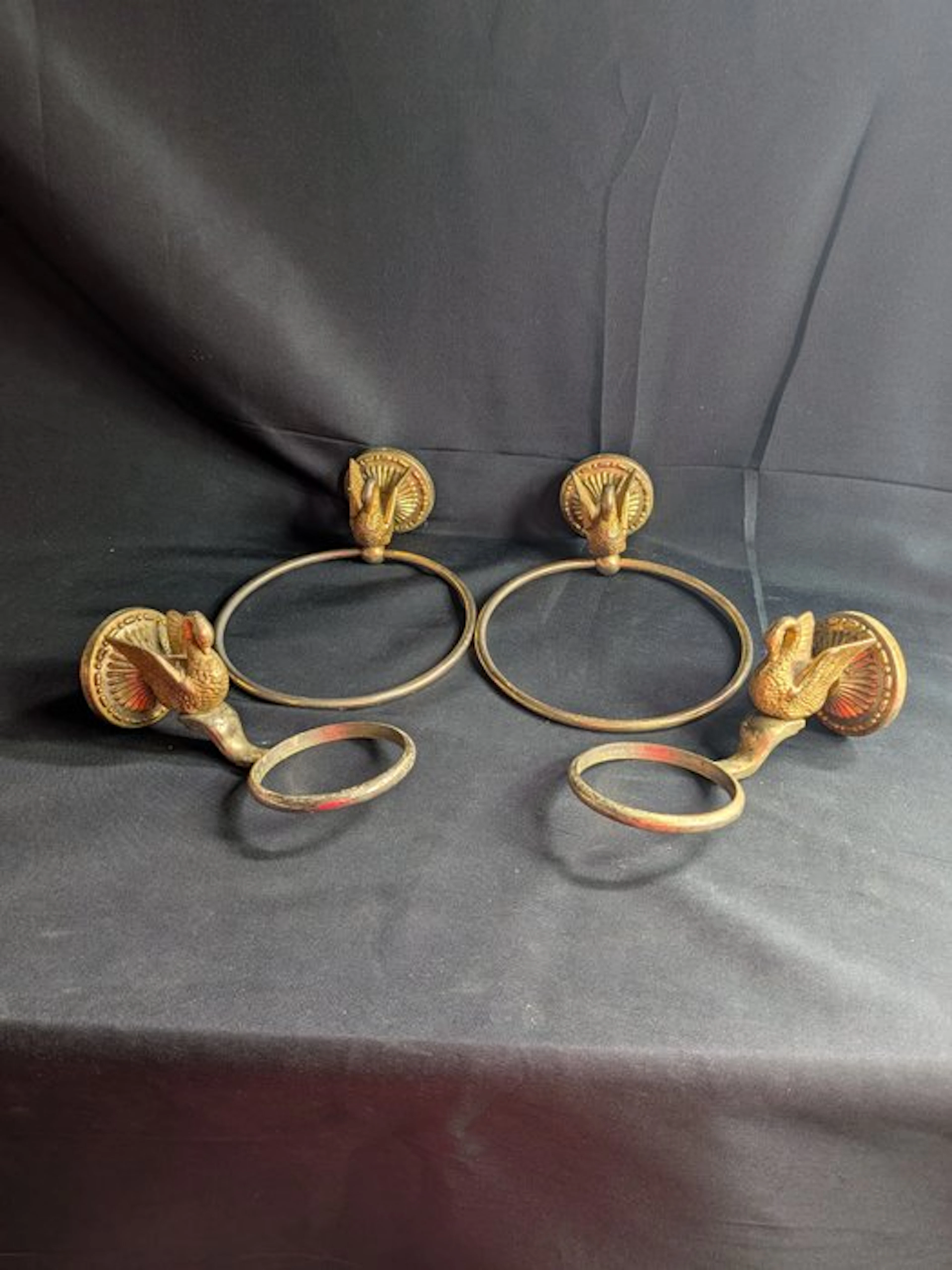Napkin holders (4) - swan - Brass